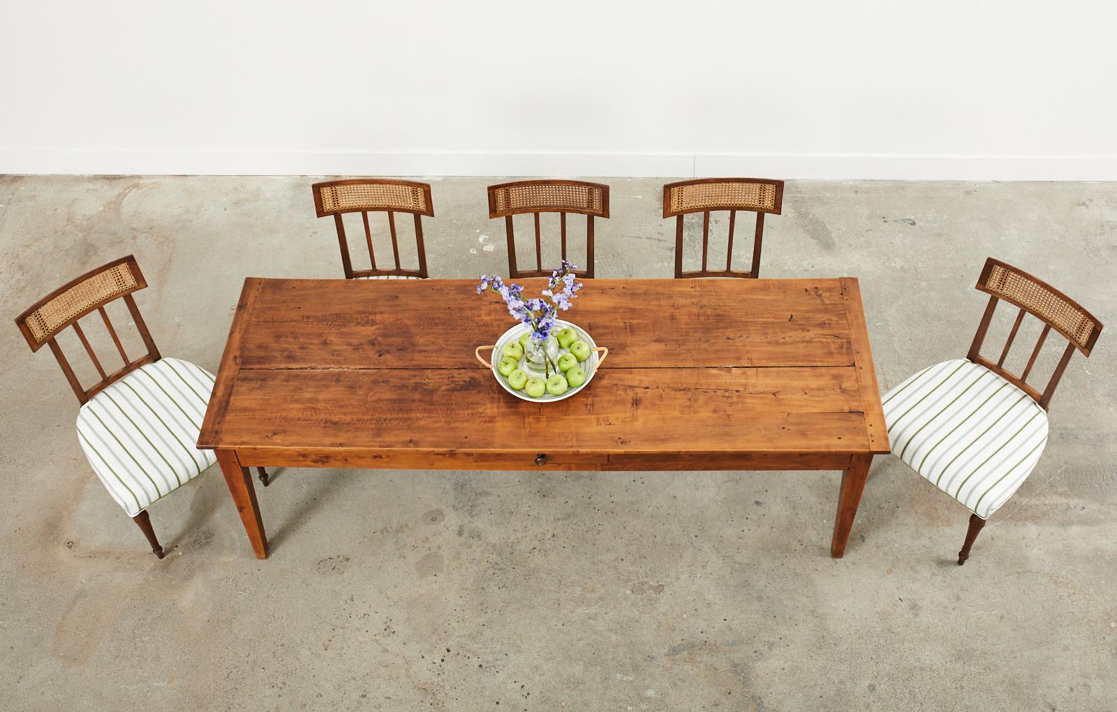 Country French Provincial Fruitwood Farmhouse Dining Table In Good Condition In Rio Vista, CA