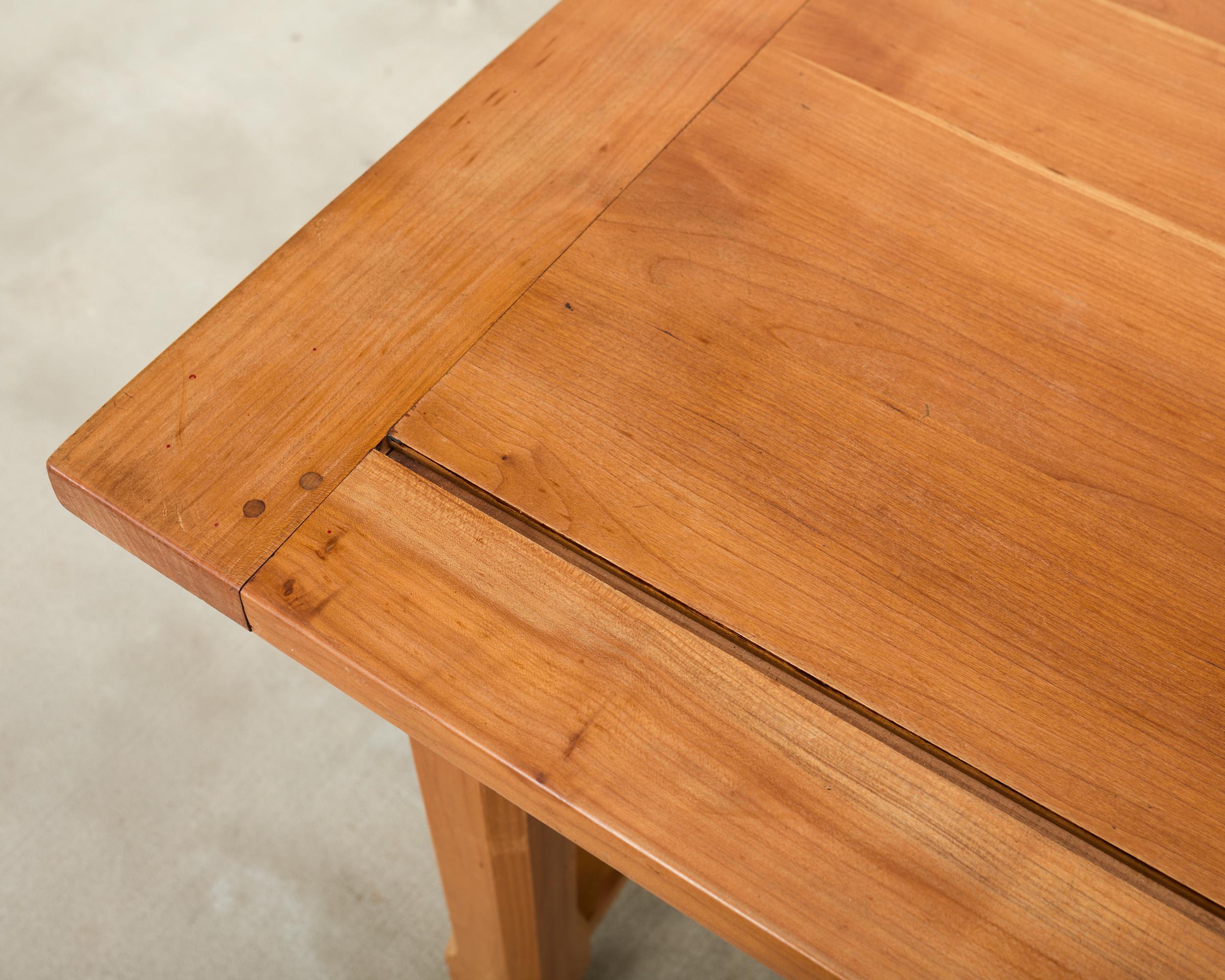Country French Provincial Fruitwood Farmhouse Trestle Dining Table For Sale 4