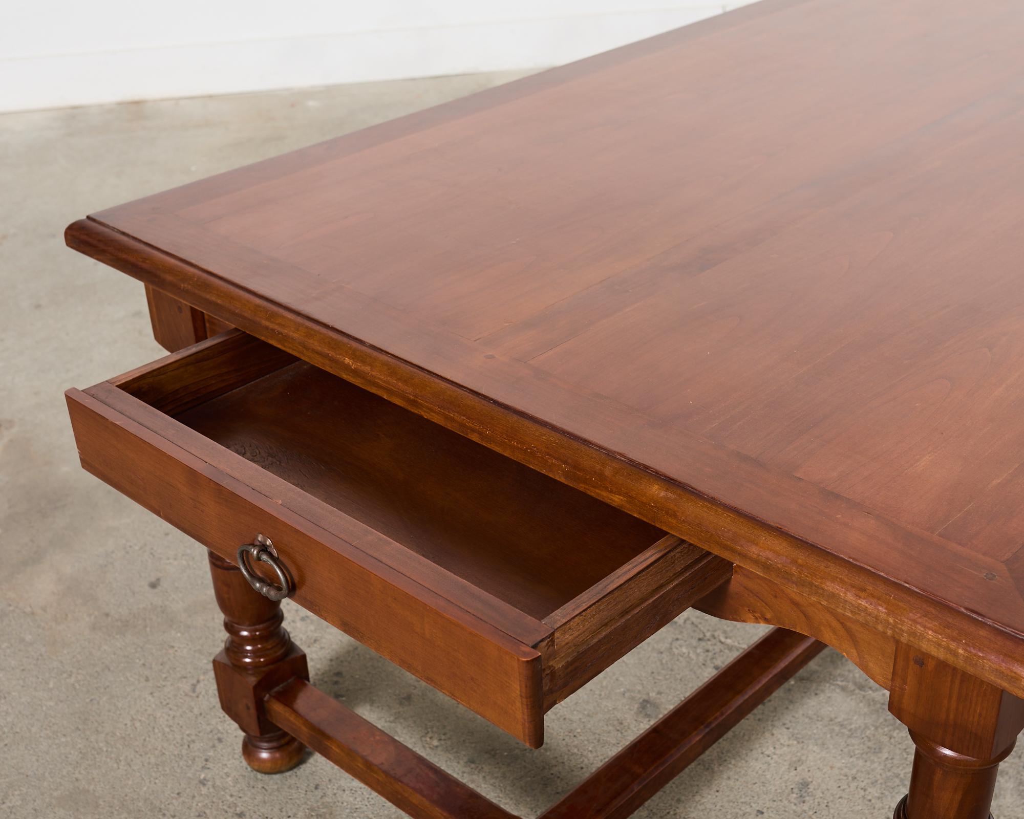Country French Provincial Fruitwood Farmhouse Trestle Dining Table For Sale 6