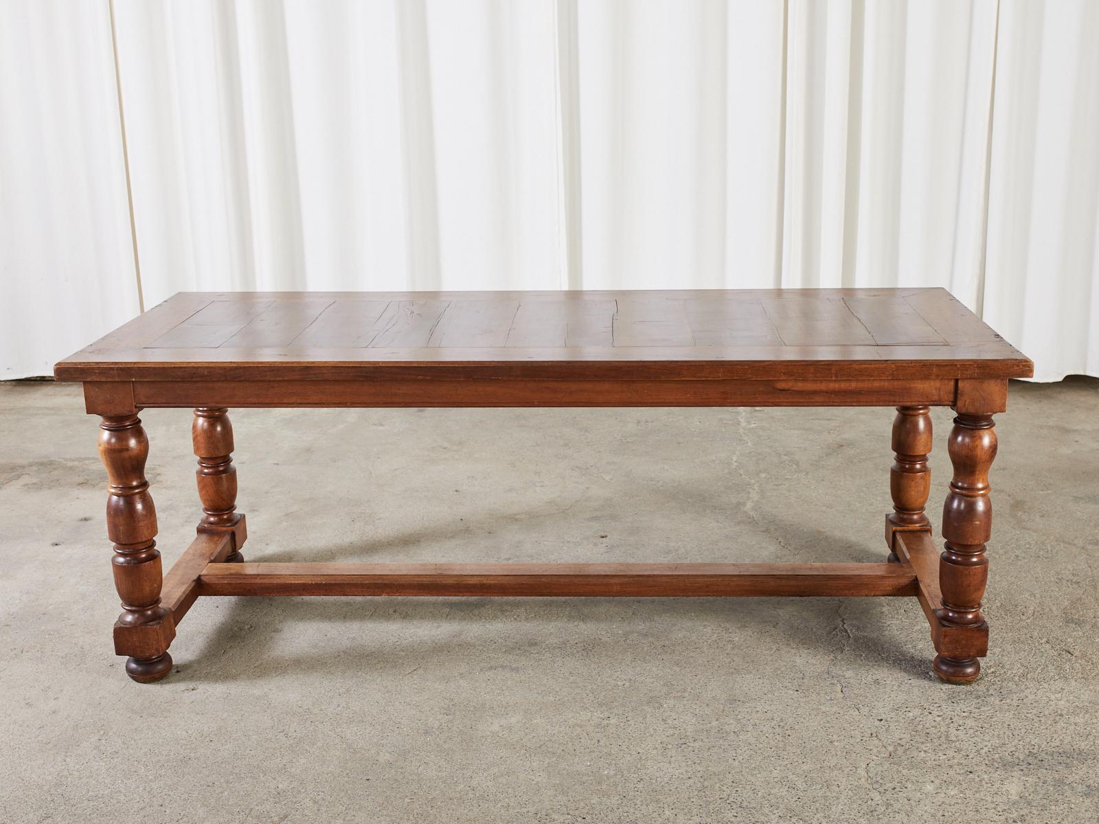 Country French Provincial Fruitwood Farmhouse Trestle Dining Table For Sale 8