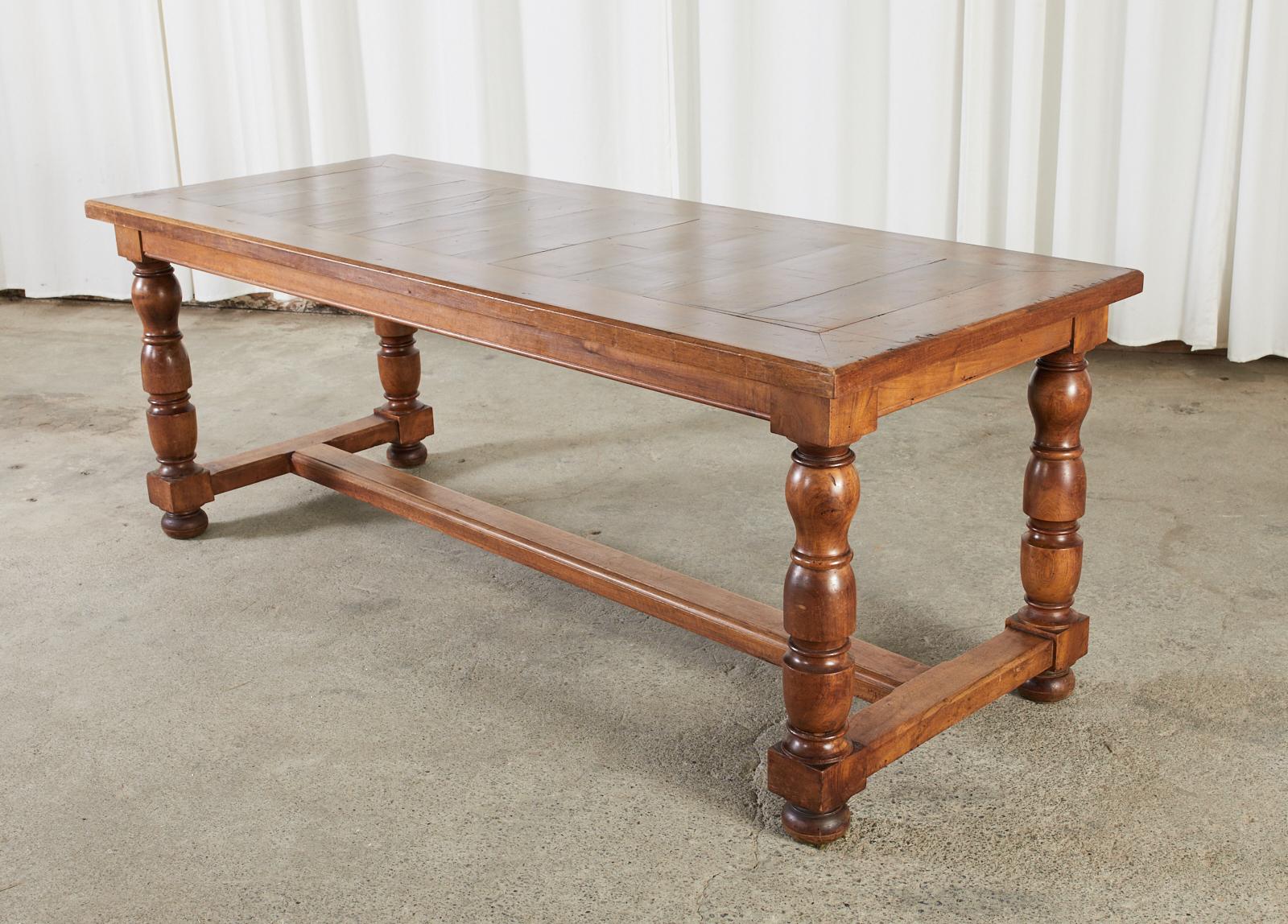 Country French Provincial Fruitwood Farmhouse Trestle Dining Table For Sale 12