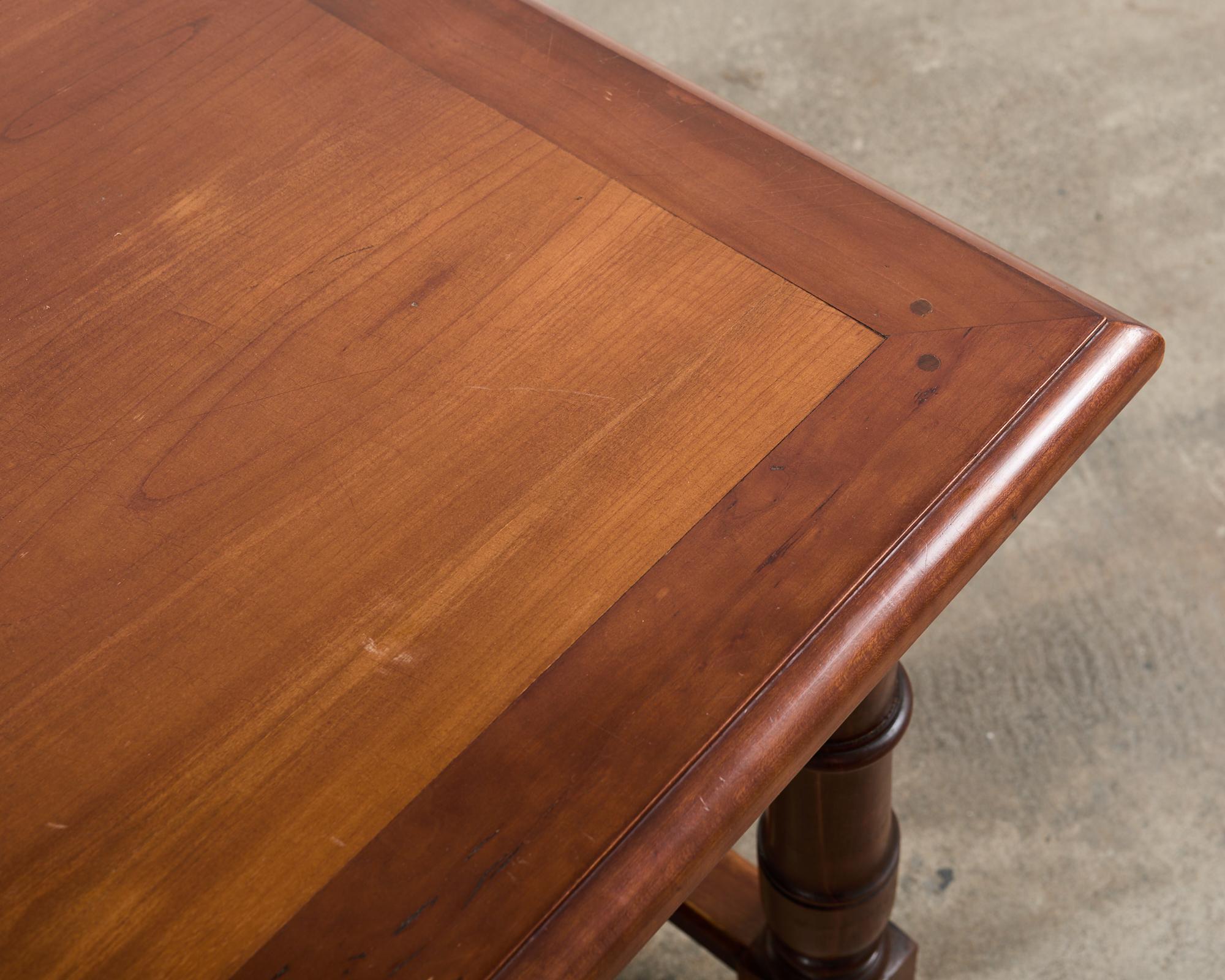 Country French Provincial Fruitwood Farmhouse Trestle Dining Table For Sale 11