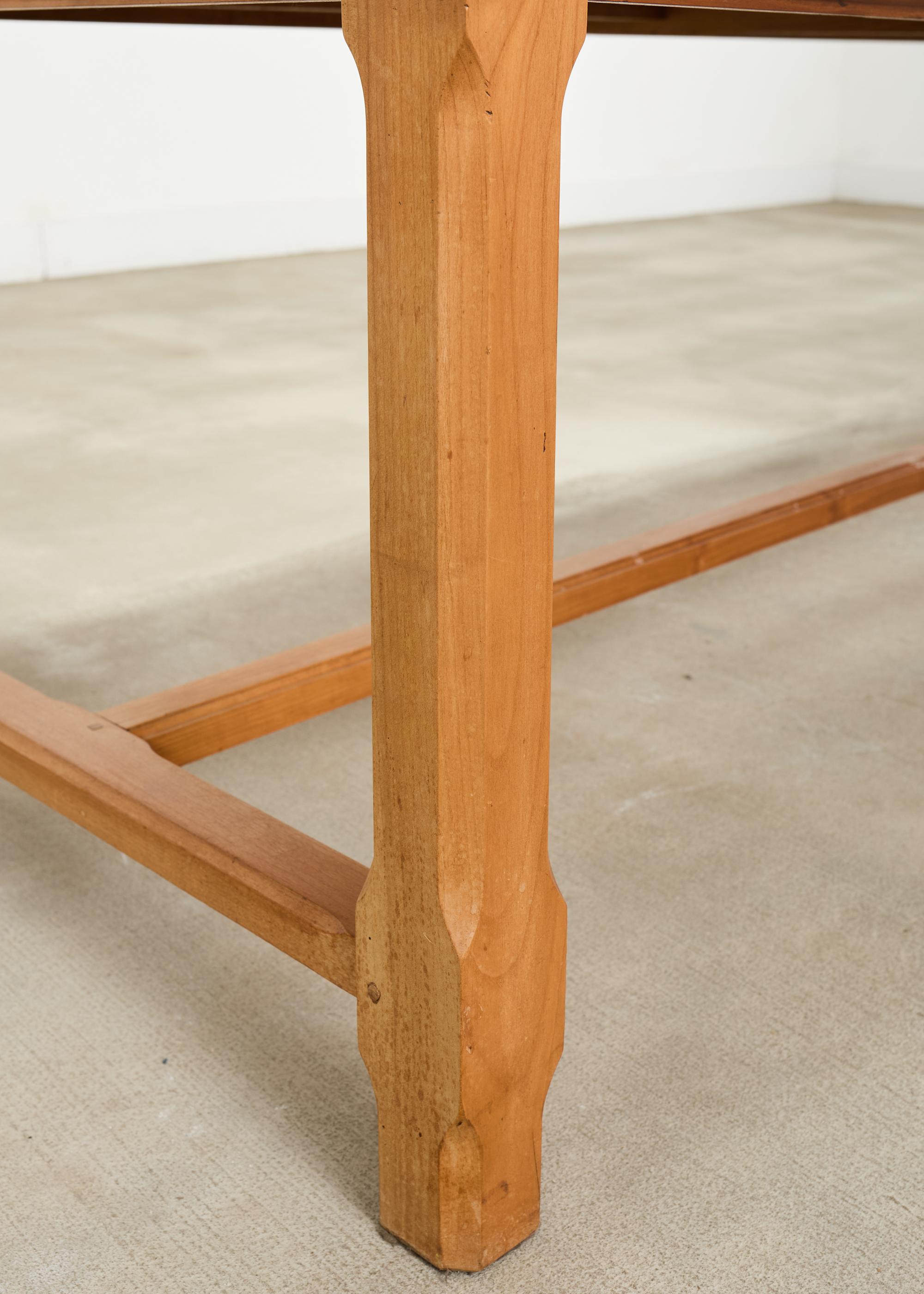 Country French Provincial Fruitwood Farmhouse Trestle Dining Table For Sale 11