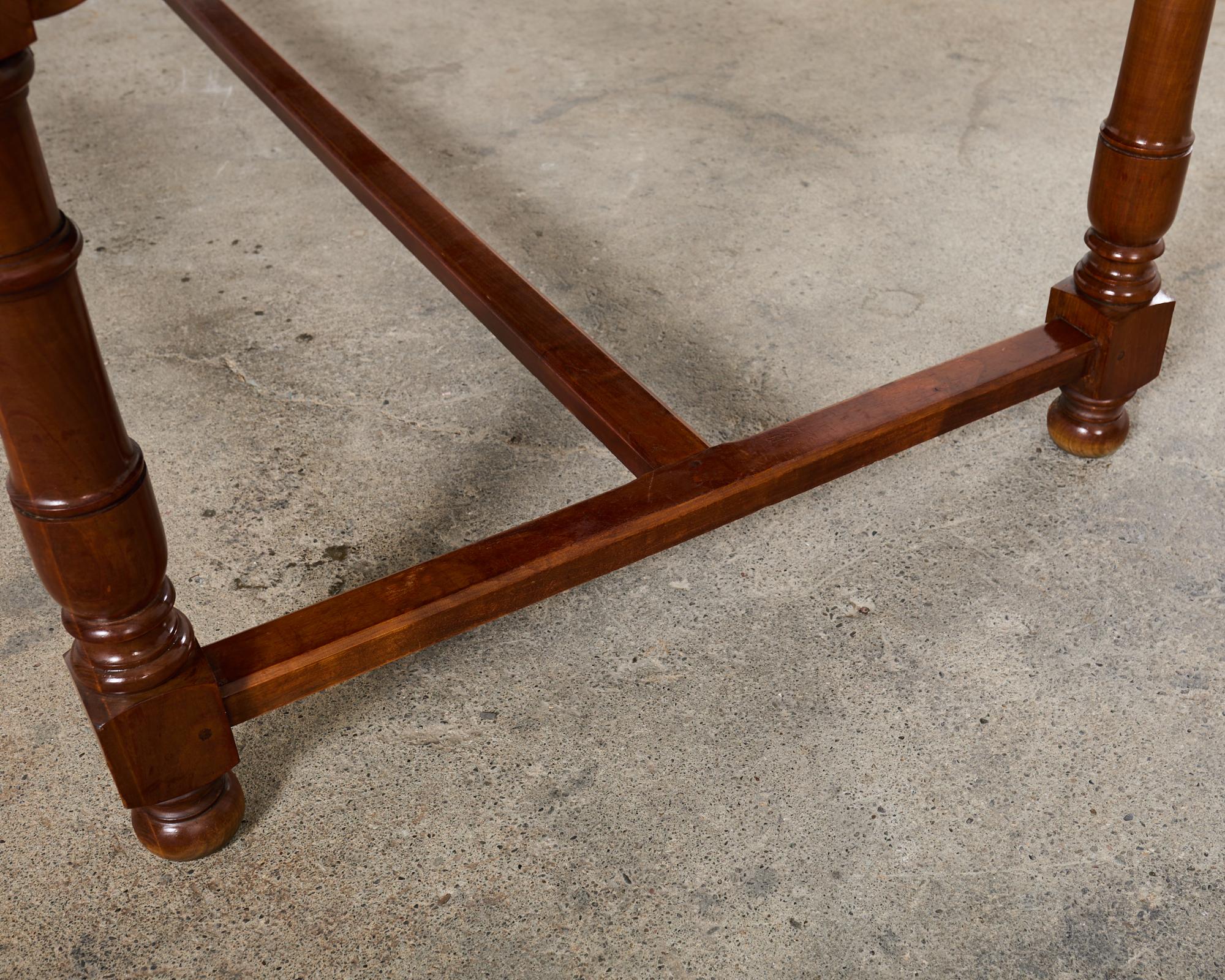 Country French Provincial Fruitwood Farmhouse Trestle Dining Table For Sale 12