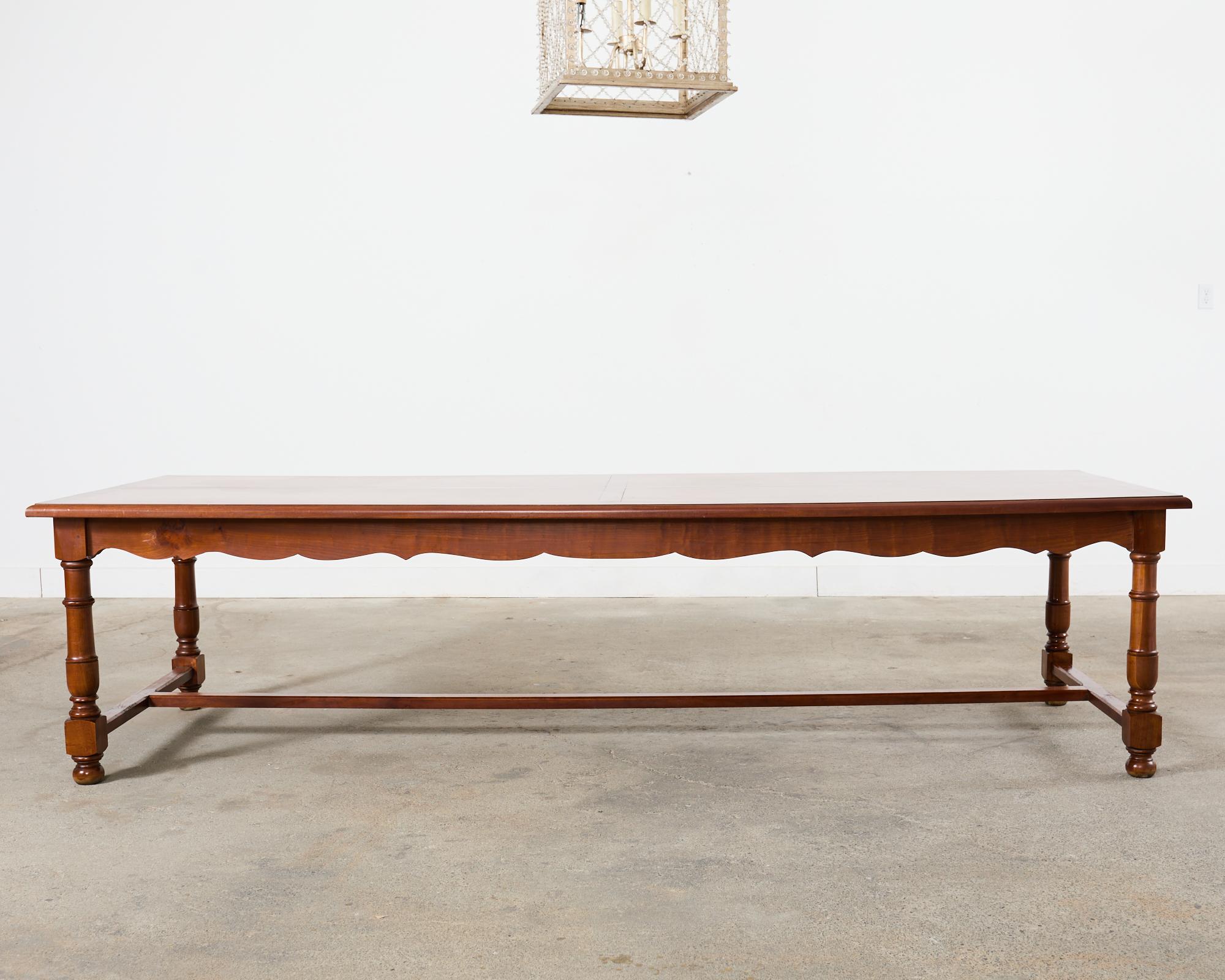 Country French Provincial Fruitwood Farmhouse Trestle Dining Table For Sale 13