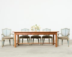 Country French Provincial Fruitwood Farmhouse Trestle Dining Table