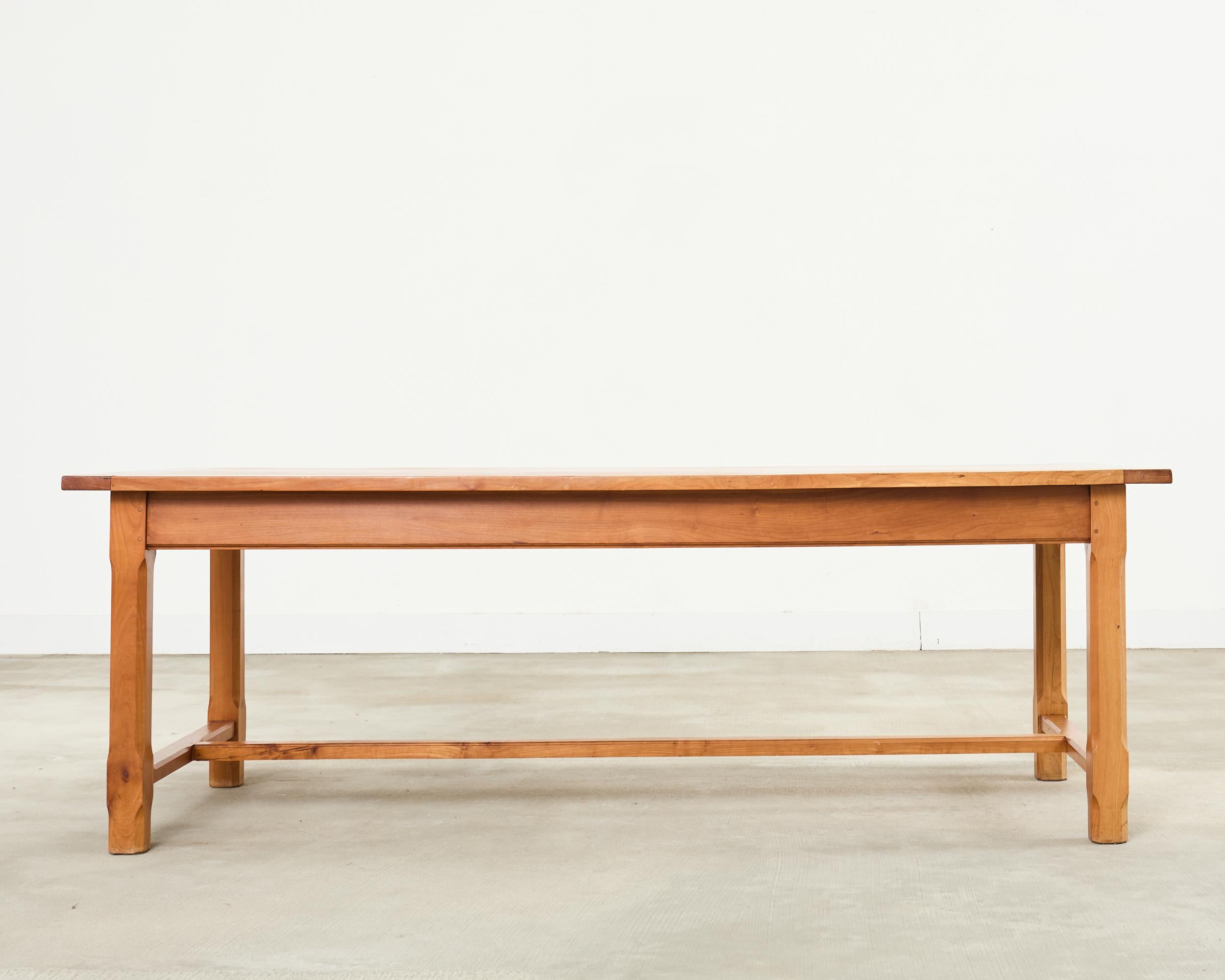 Country French Provincial Fruitwood Farmhouse Trestle Dining Table For Sale 14