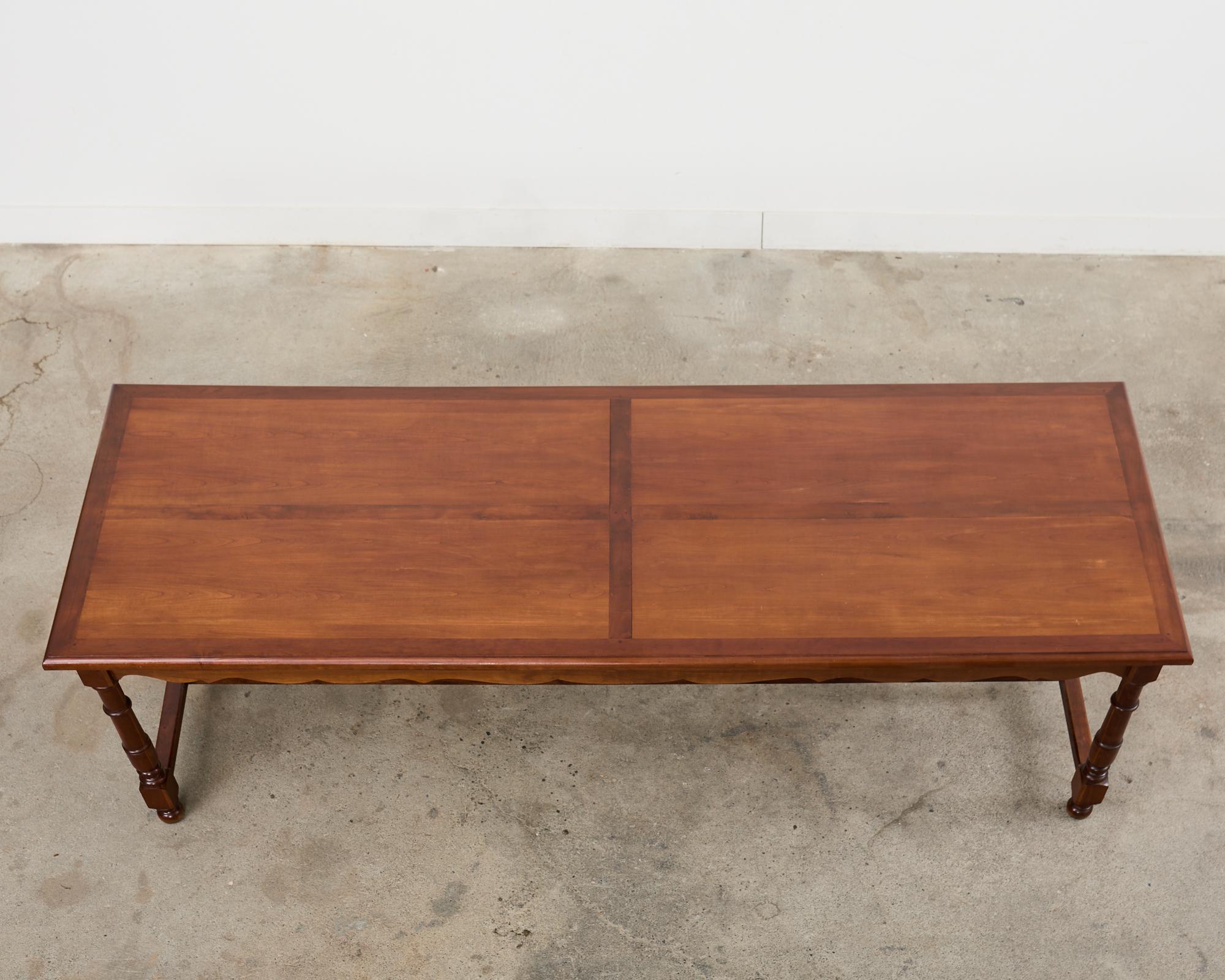 20th Century Country French Provincial Fruitwood Farmhouse Trestle Dining Table For Sale