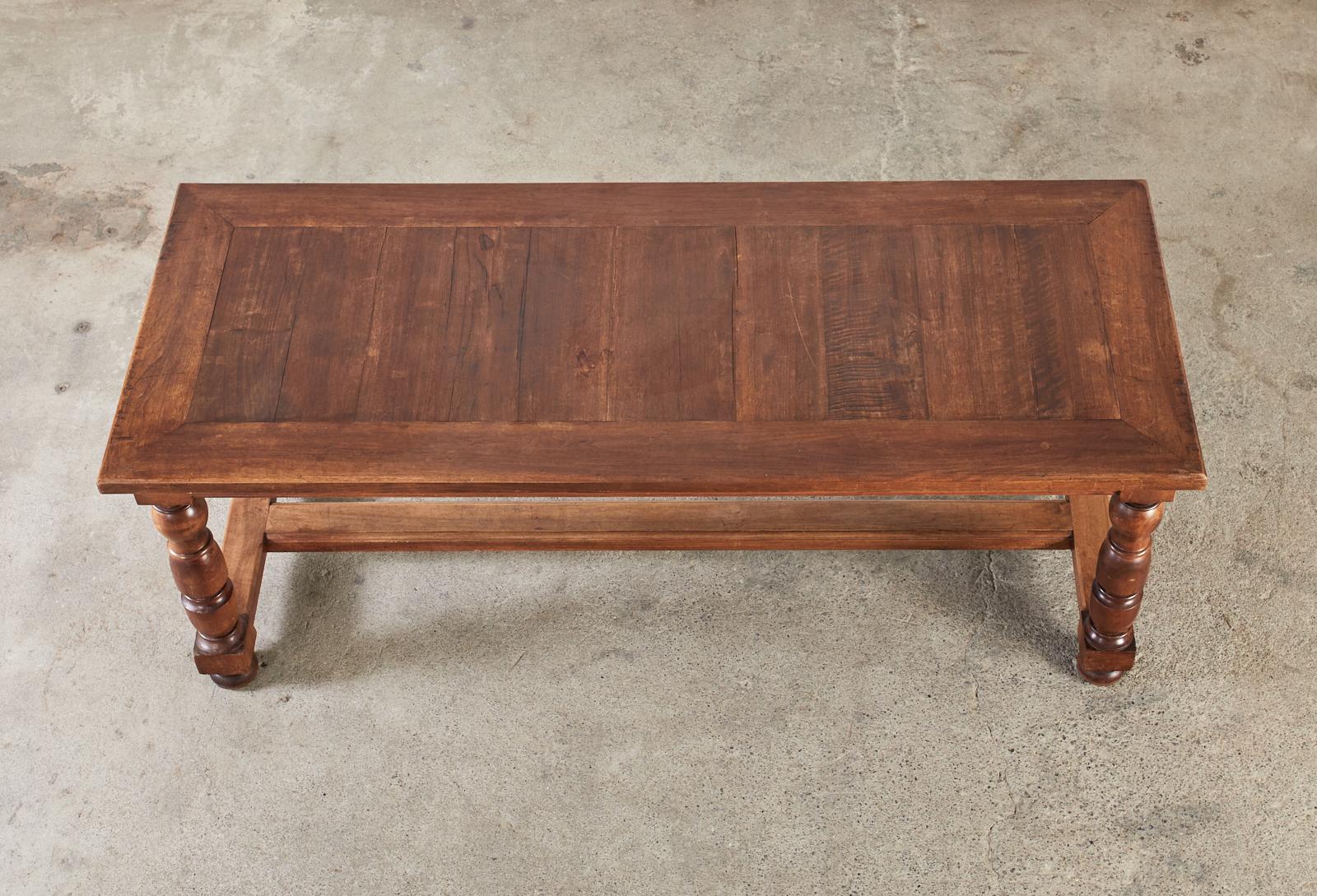 Country French Provincial Fruitwood Farmhouse Trestle Dining Table For Sale 2