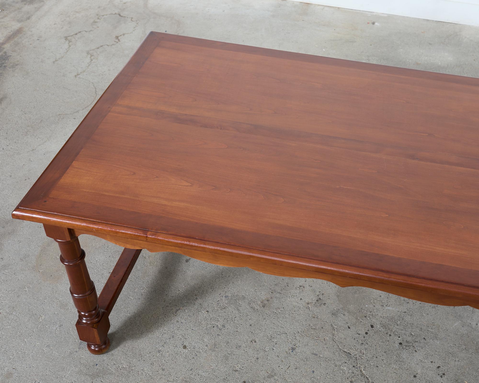 Country French Provincial Fruitwood Farmhouse Trestle Dining Table For Sale 1