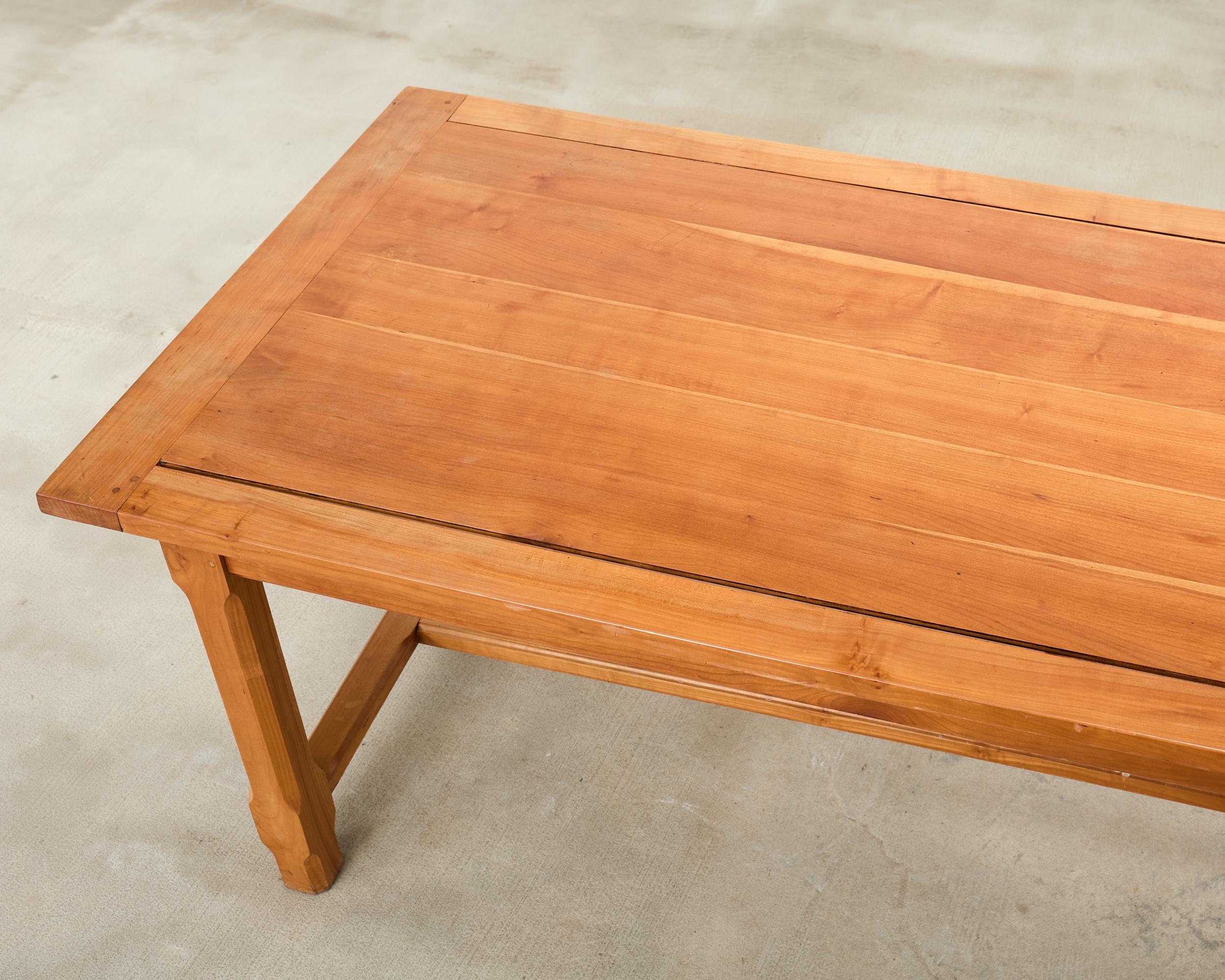 Country French Provincial Fruitwood Farmhouse Trestle Dining Table For Sale 1
