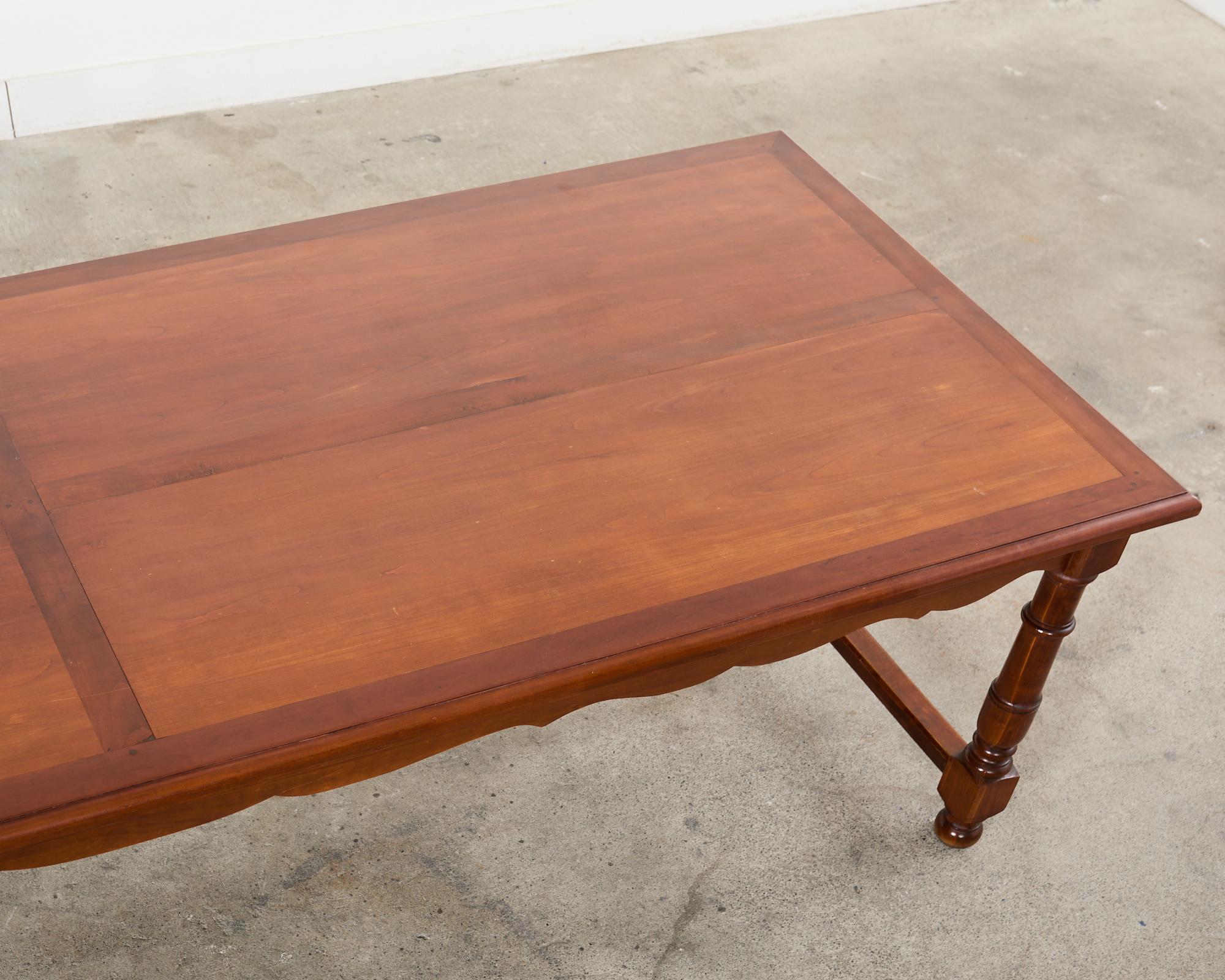 Country French Provincial Fruitwood Farmhouse Trestle Dining Table For Sale 2
