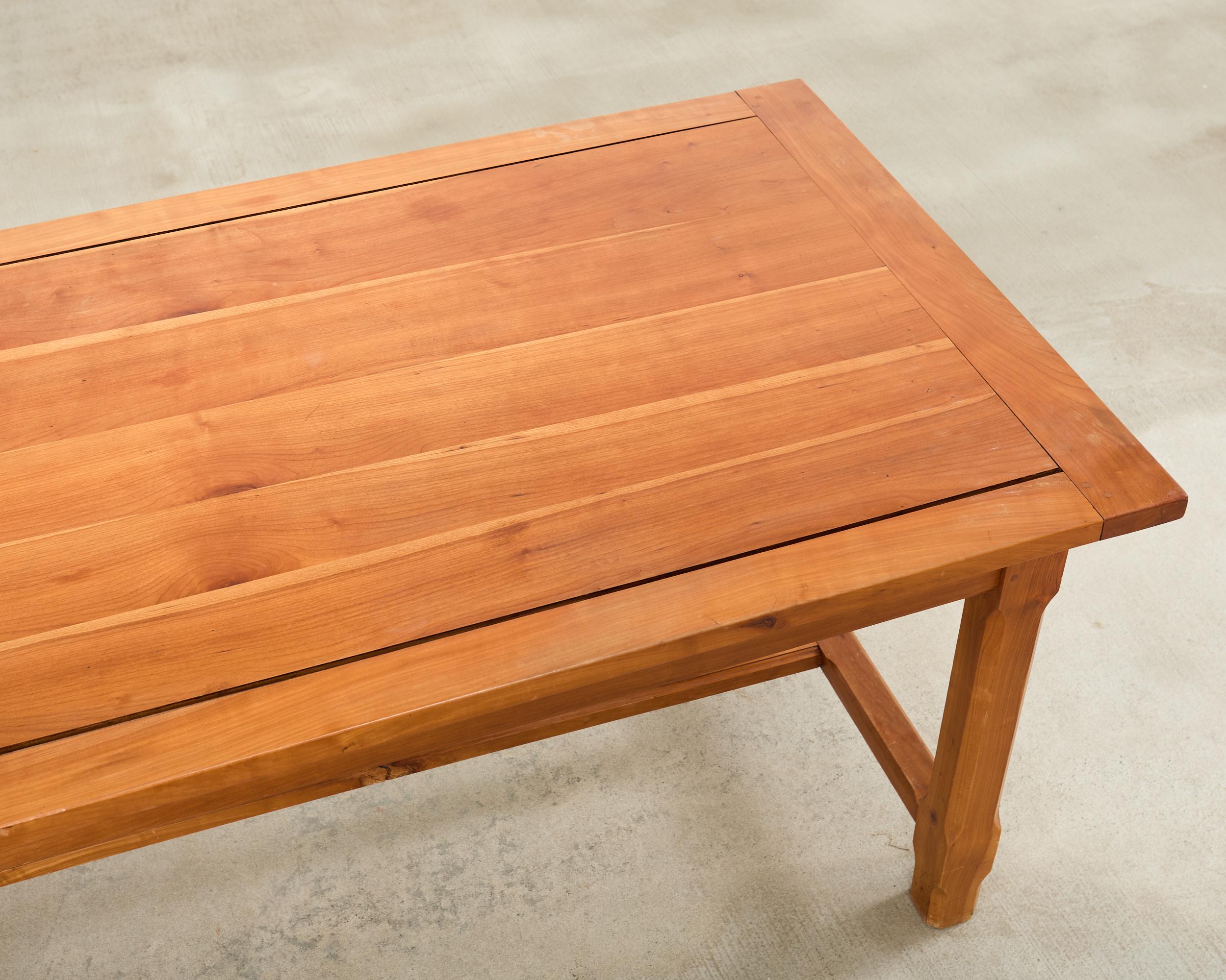 Country French Provincial Fruitwood Farmhouse Trestle Dining Table For Sale 2