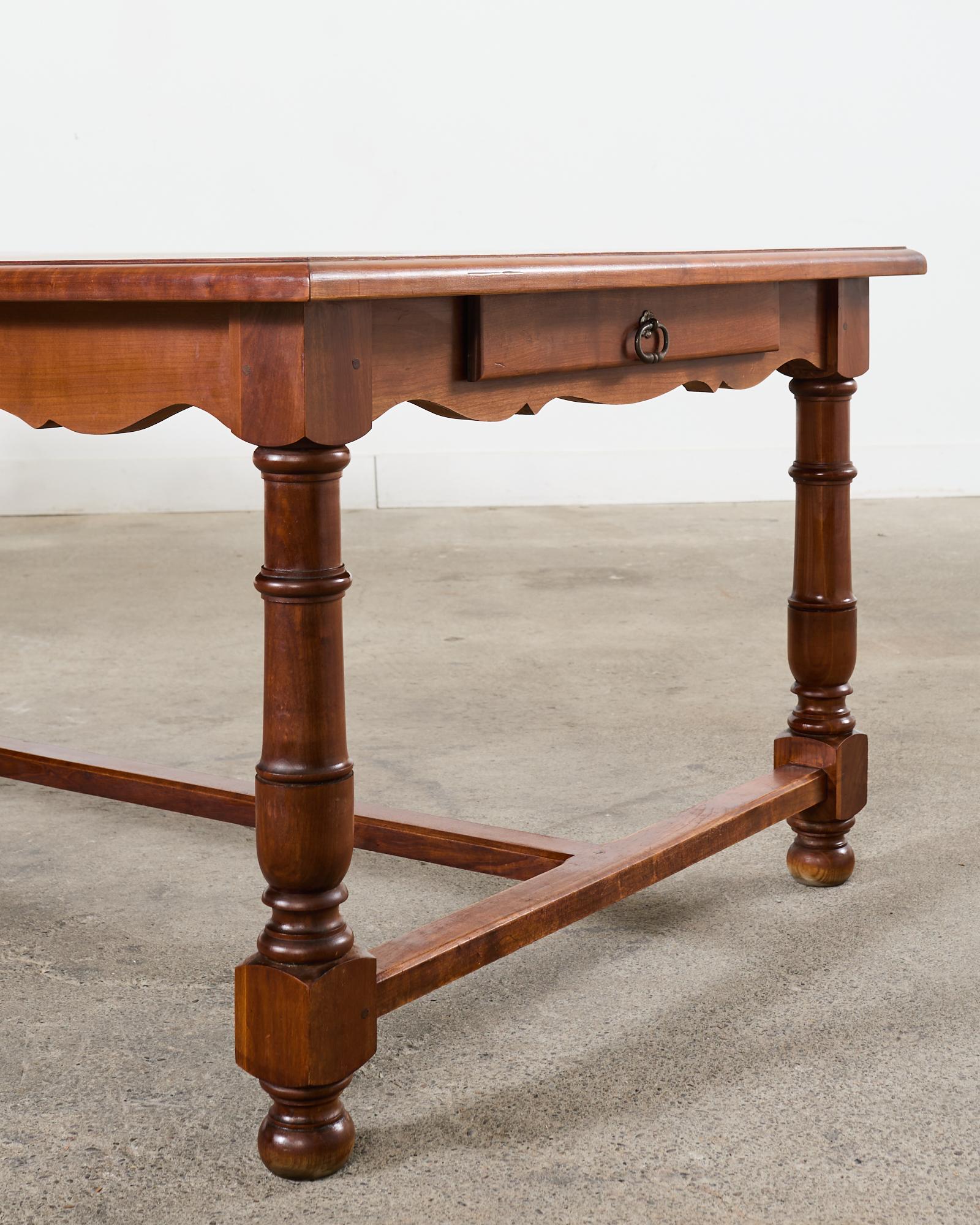 Country French Provincial Fruitwood Farmhouse Trestle Dining Table For Sale 3