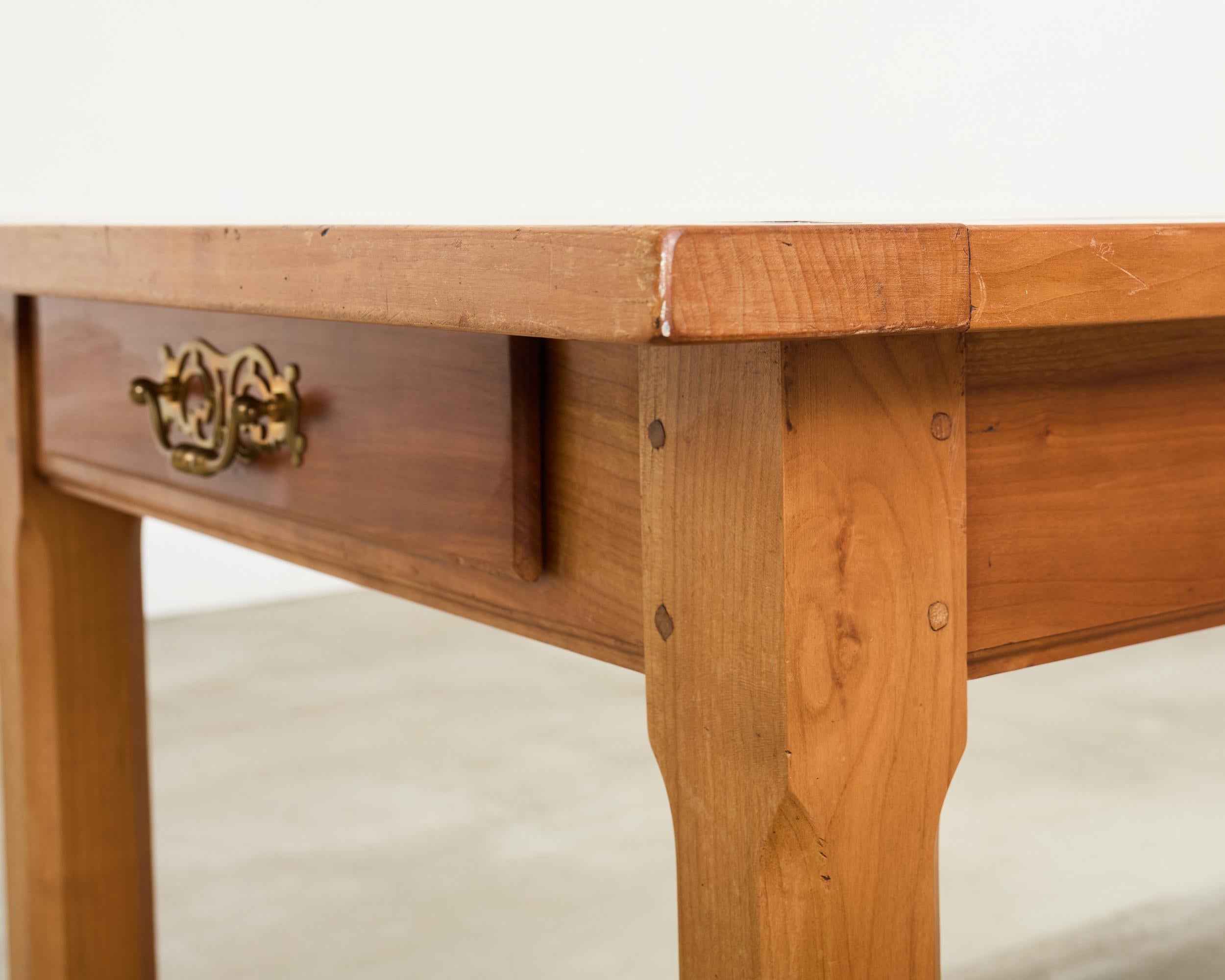 Country French Provincial Fruitwood Farmhouse Trestle Dining Table For Sale 3