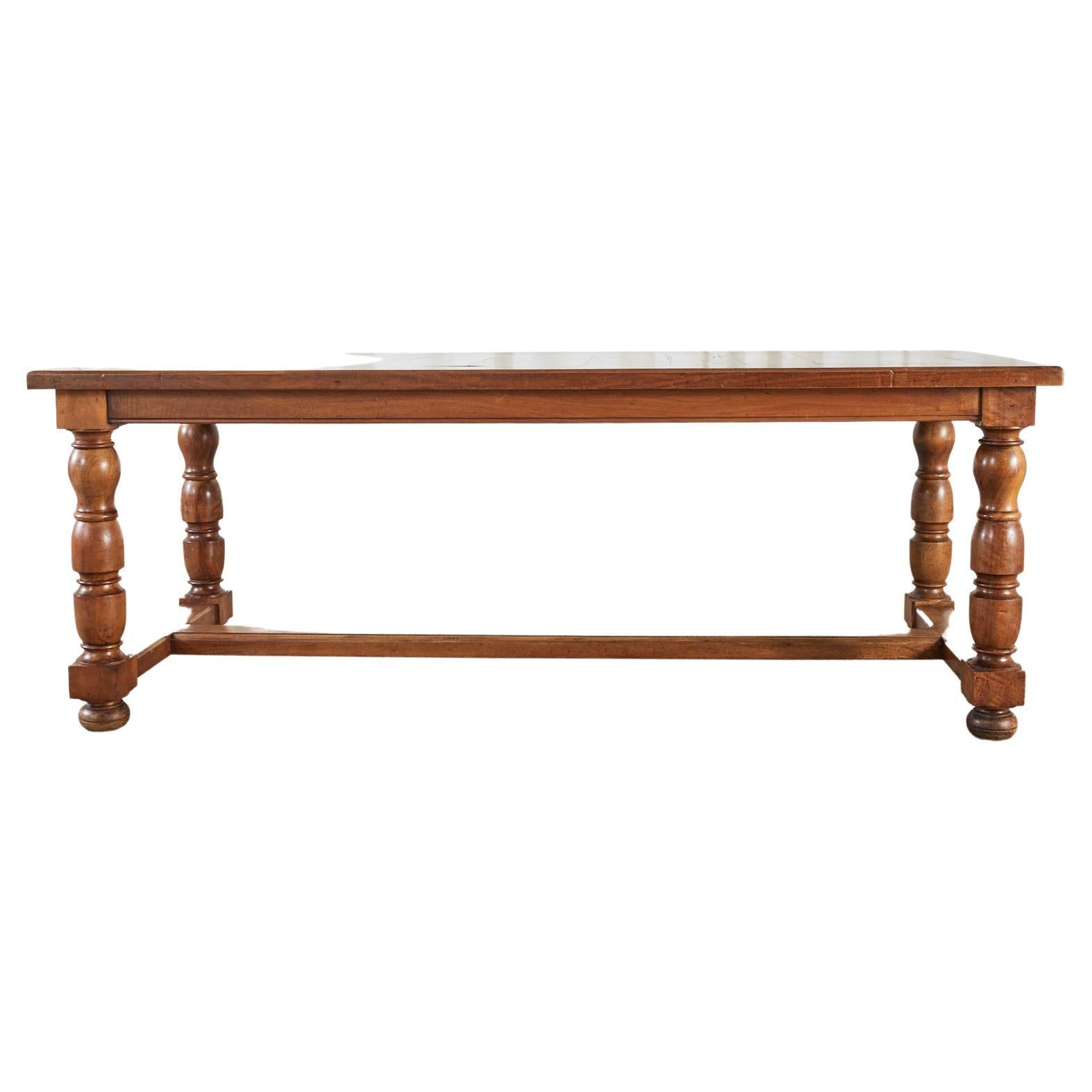 Country French Provincial Fruitwood Farmhouse Trestle Dining Table