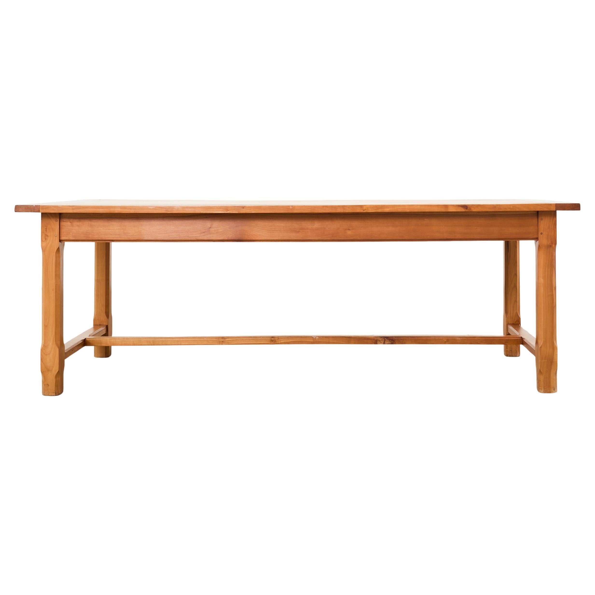 Country French Provincial Fruitwood Farmhouse Trestle Dining Table For Sale