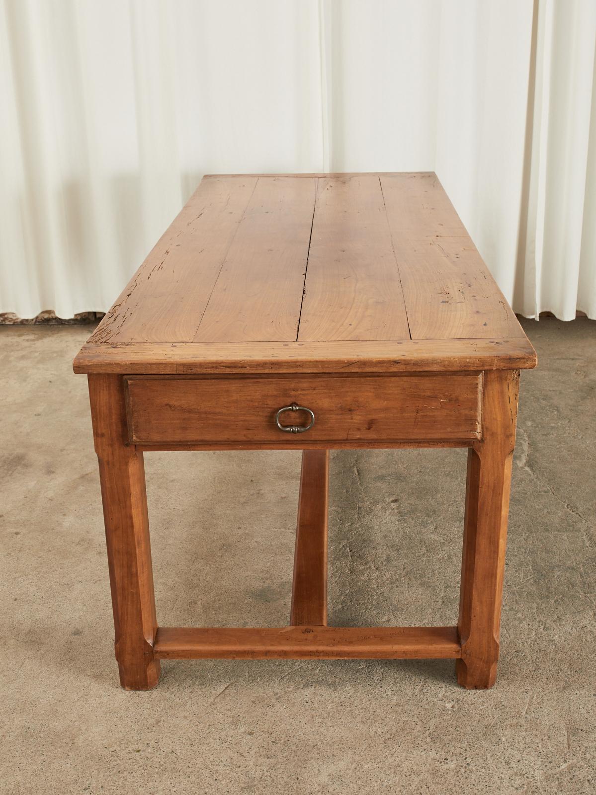 Country French Provincial Fruitwood Farmhouse Trestle Table For Sale 4