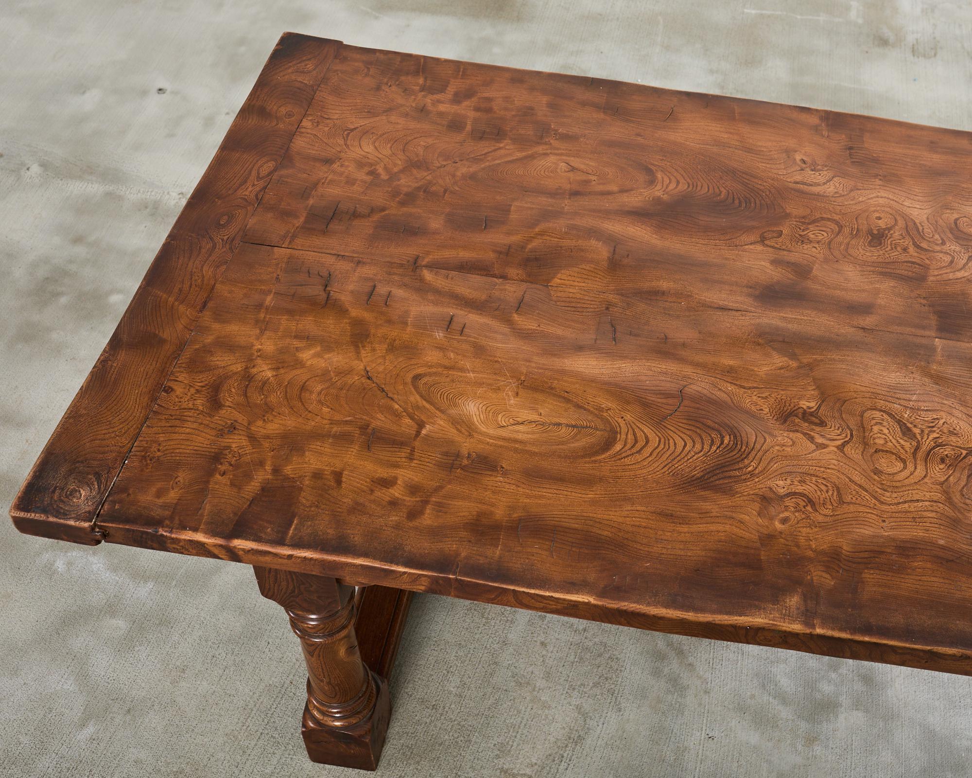 Country French Provincial Hardwood Farmhouse Trestle Dining Table For Sale 4