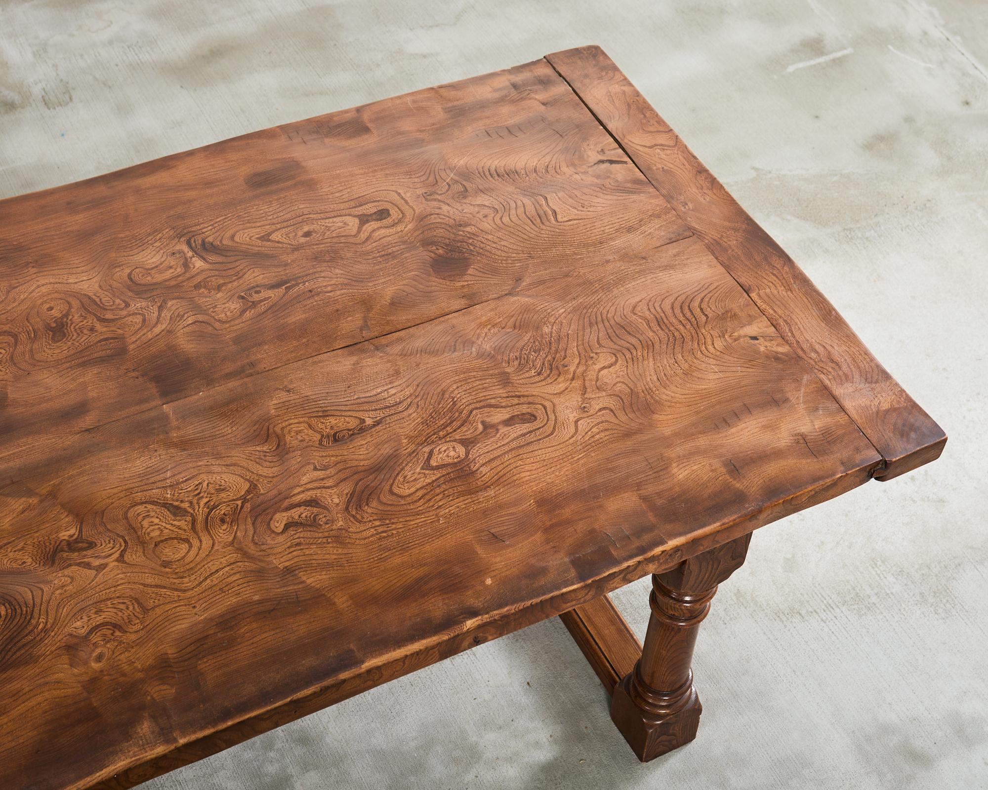 Country French Provincial Hardwood Farmhouse Trestle Dining Table For Sale 5