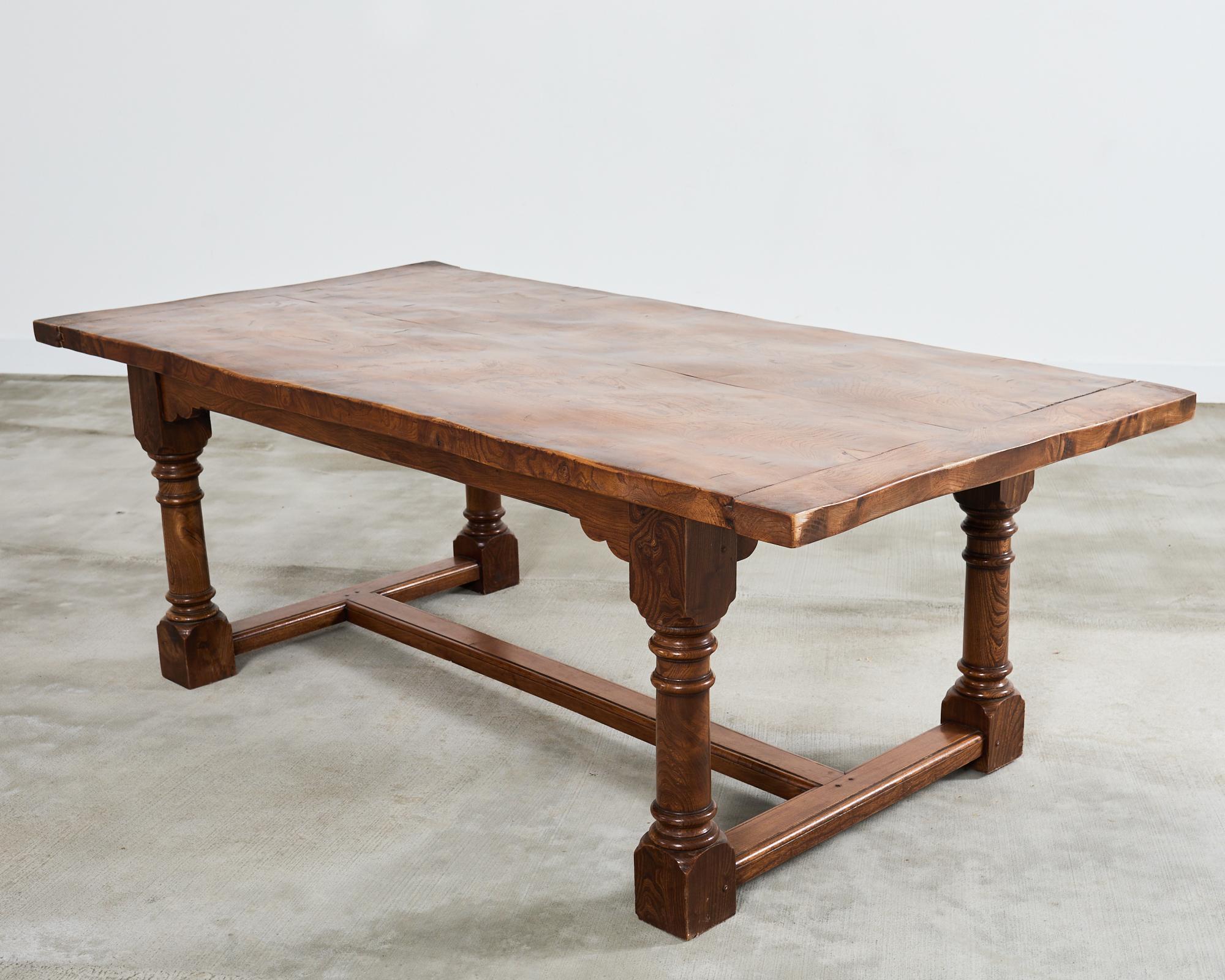 Country French Provincial Hardwood Farmhouse Trestle Dining Table For Sale 6