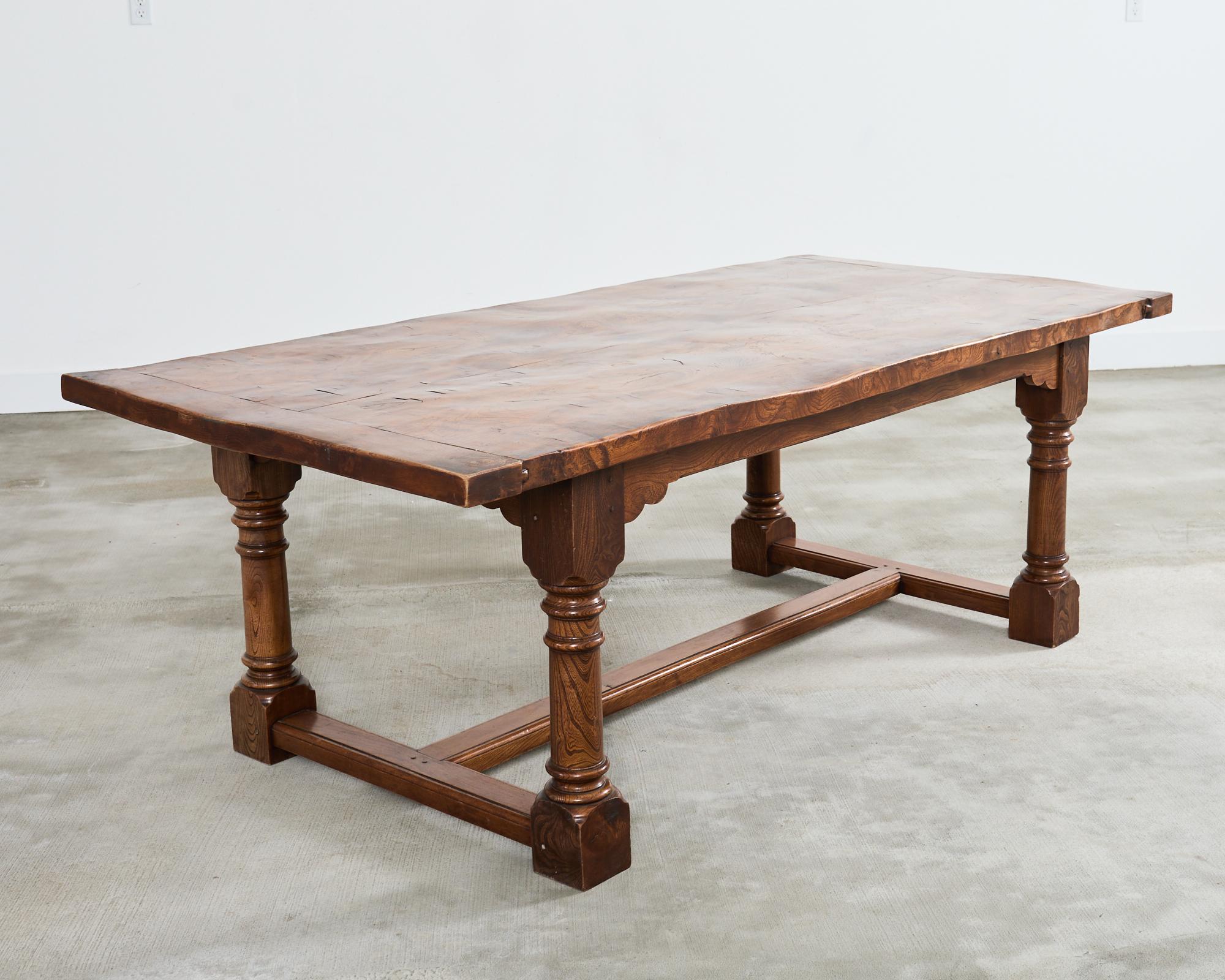 Country French Provincial Hardwood Farmhouse Trestle Dining Table For Sale 10