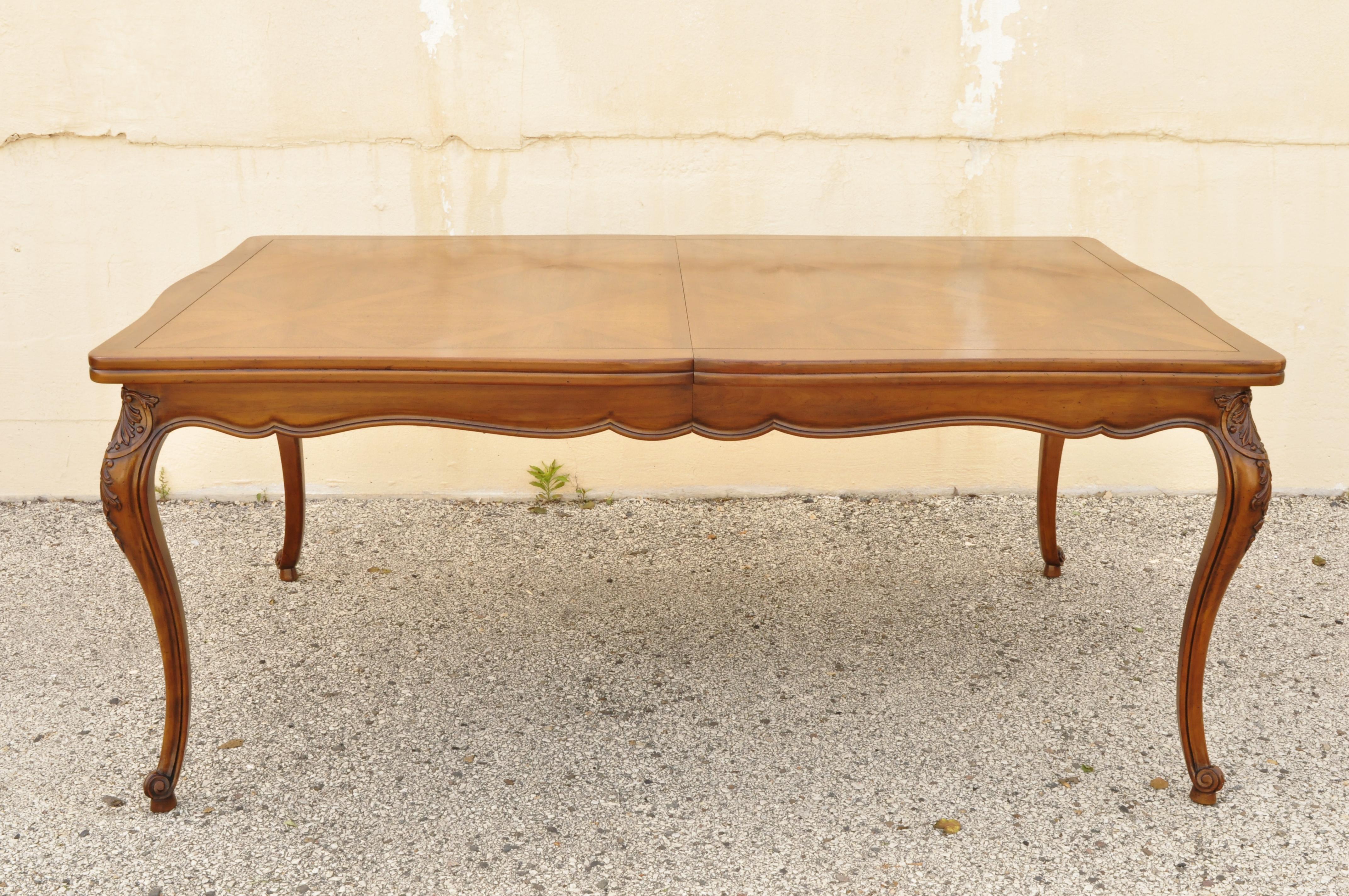 Country French Provincial Louis XV Parquetry Inlay Walnut Dining Table Henredon 4
