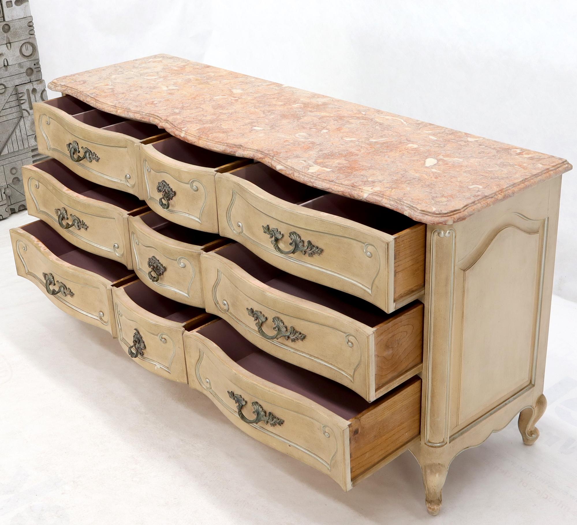 Country French Provincial Nine Drawers Marble-Top Dresser 4