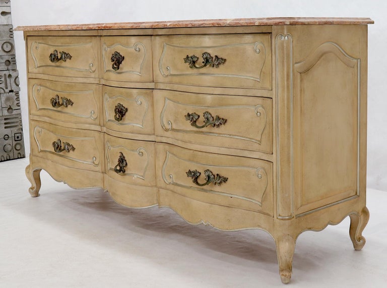 Country French Provincial Nine Drawers MarbleTop Dresser at 1stDibs