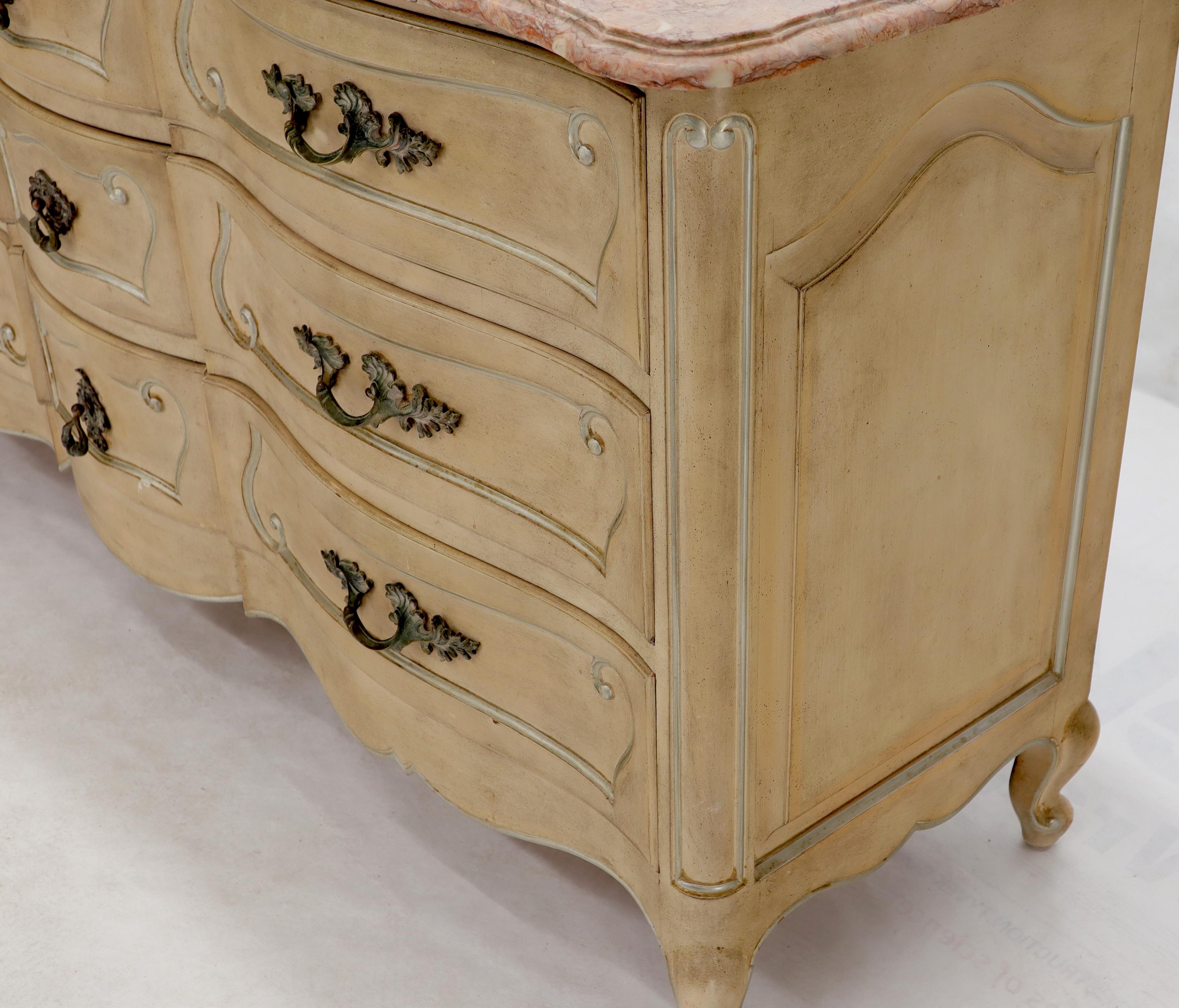 American Country French Provincial Nine Drawers Marble-Top Dresser
