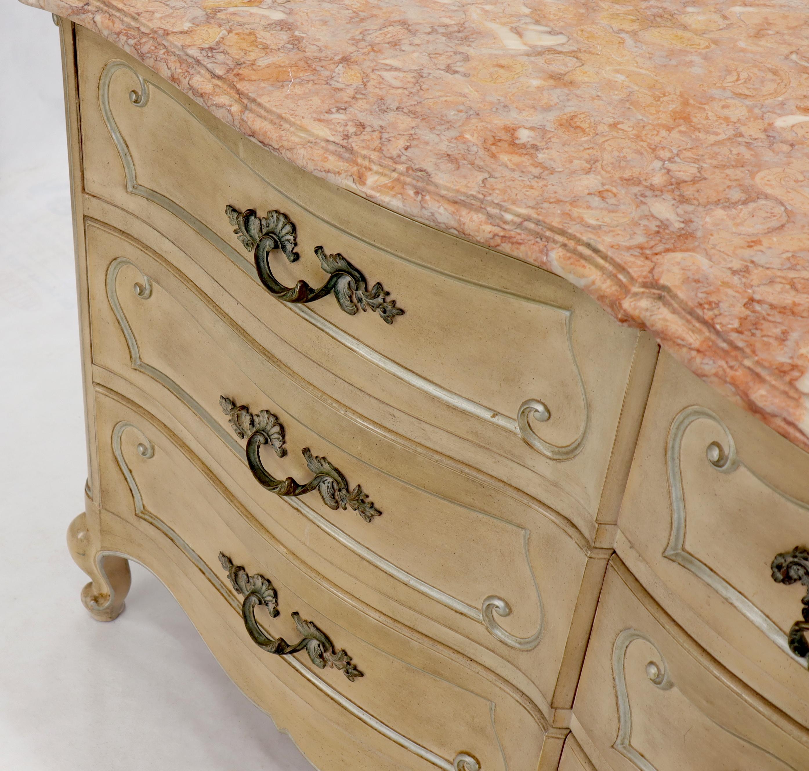Country French Provincial Nine Drawers Marble-Top Dresser In Good Condition In Rockaway, NJ
