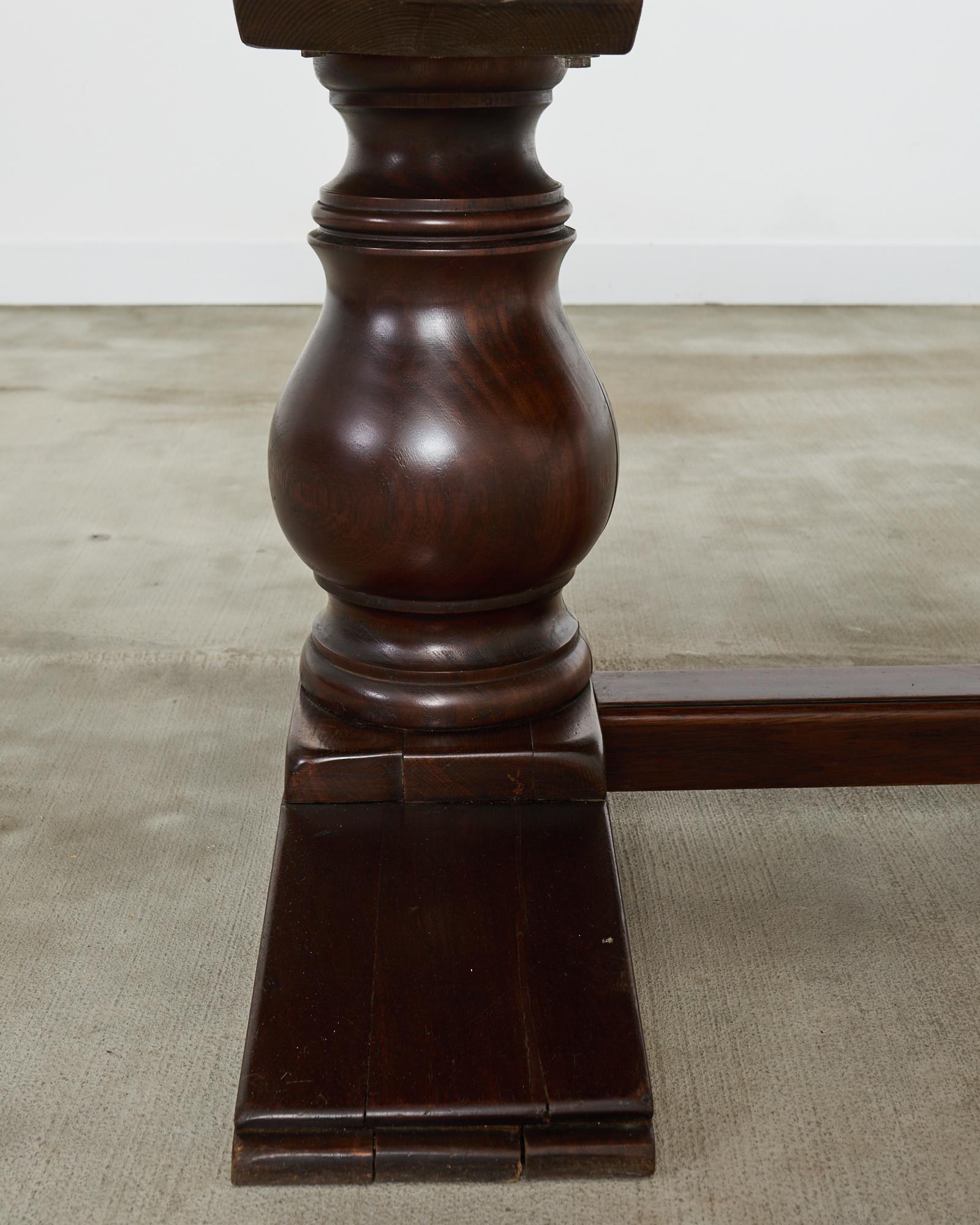 Country French Provincial Oak Farmhouse Baluster Leg Dining Table For Sale 5