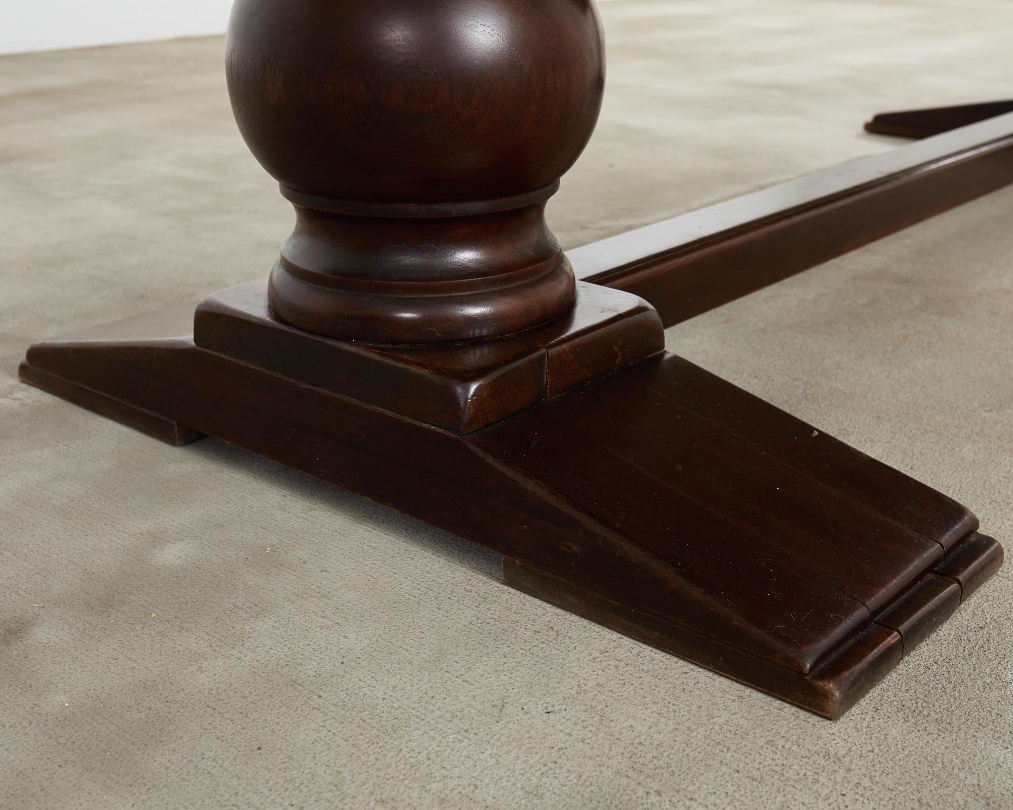 Country French Provincial Oak Farmhouse Baluster Leg Dining Table For Sale 7