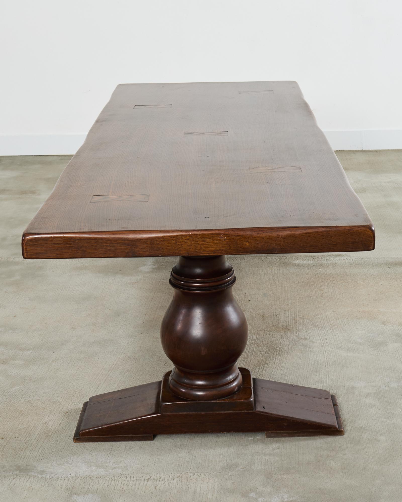 Country French Provincial Oak Farmhouse Baluster Leg Dining Table For Sale 8