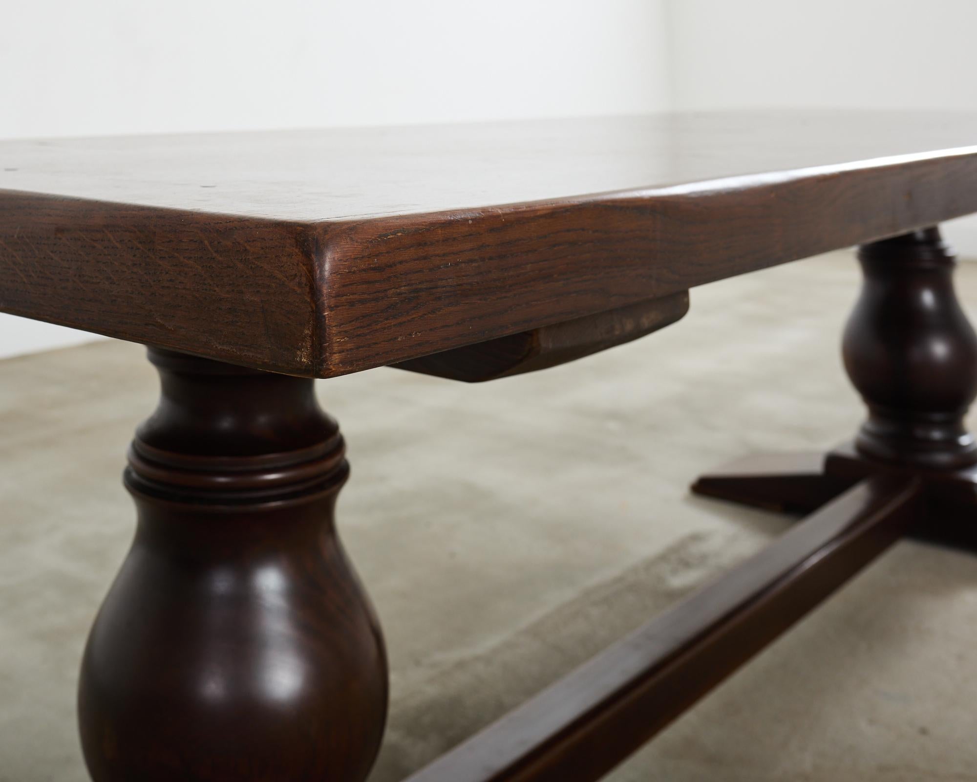 Country French Provincial Oak Farmhouse Baluster Leg Dining Table For Sale 9