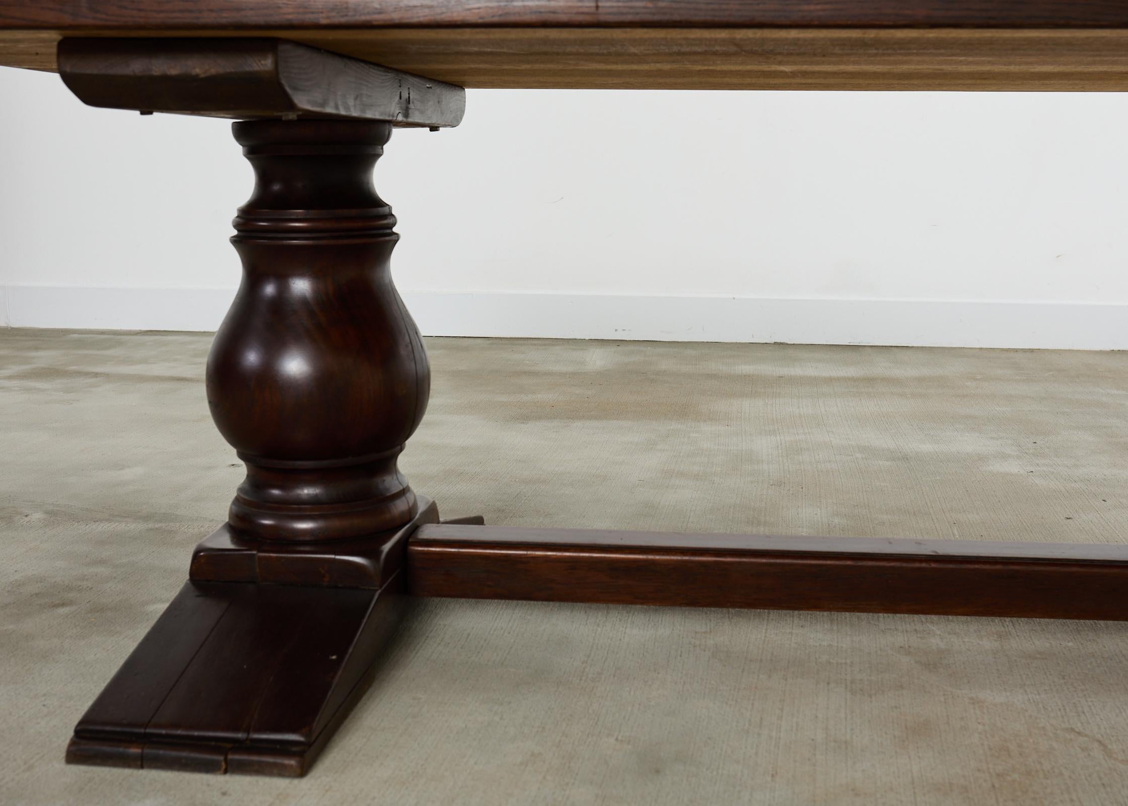 Country French Provincial Oak Farmhouse Baluster Leg Dining Table For Sale 11