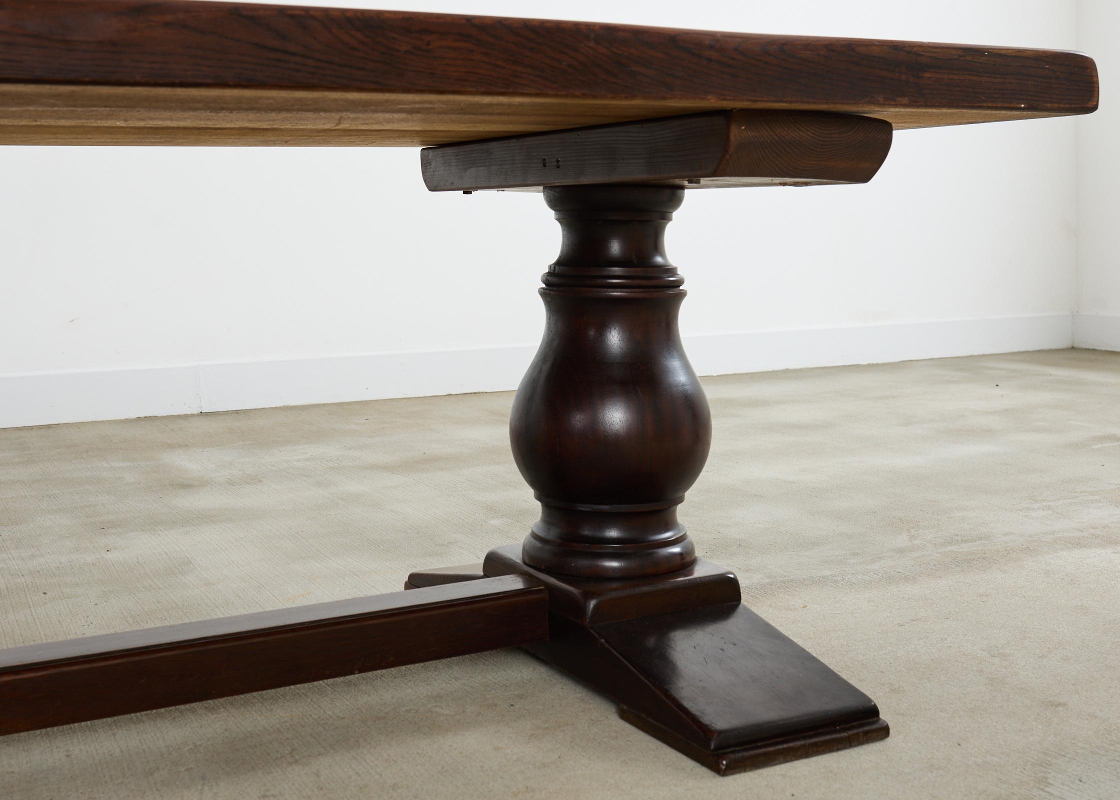 Country French Provincial Oak Farmhouse Baluster Leg Dining Table For Sale 12