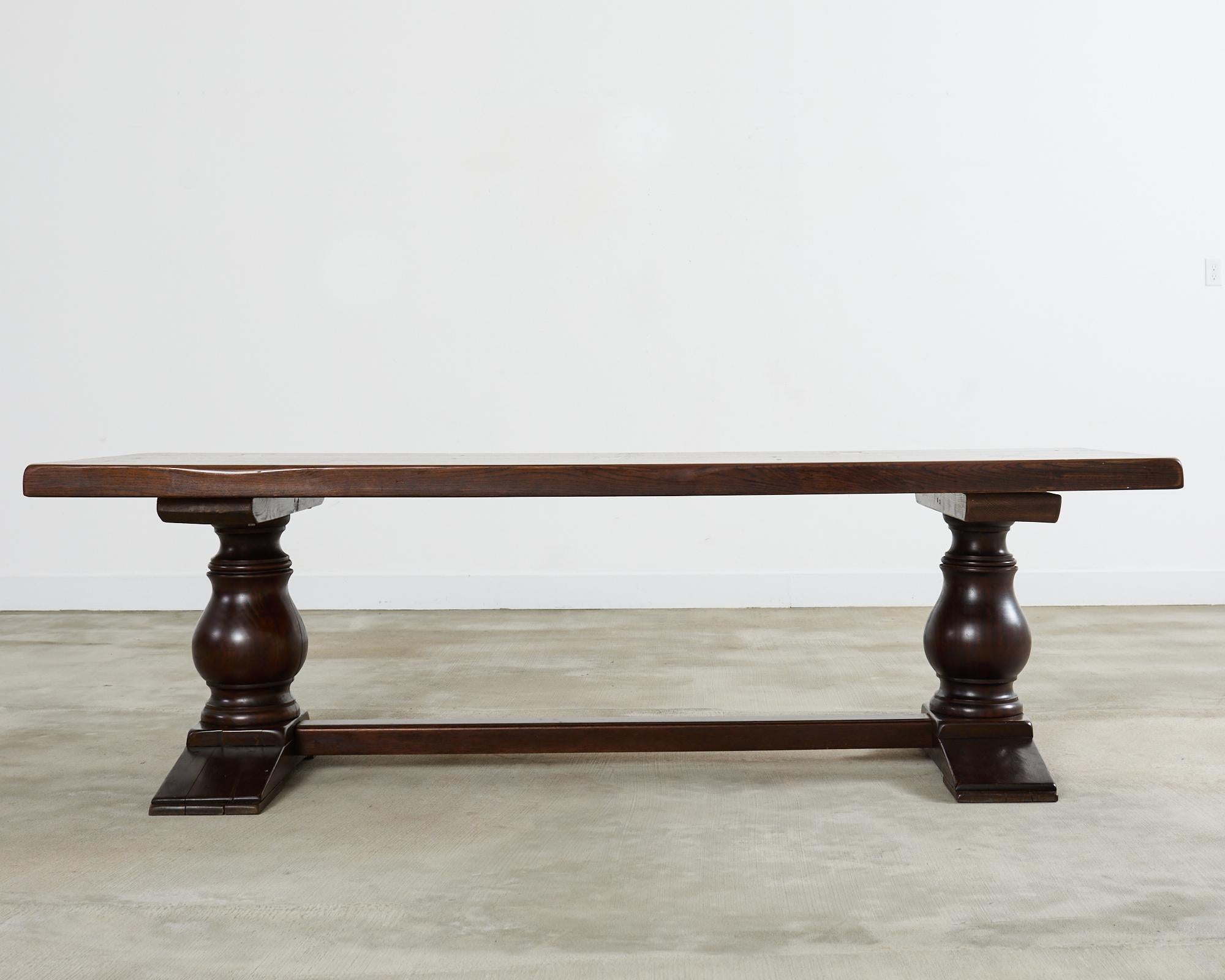 Country French Provincial Oak Farmhouse Baluster Leg Dining Table For Sale 15