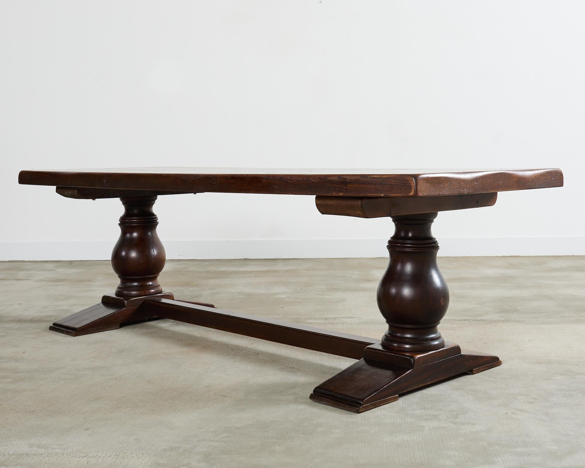 Hand-Crafted Country French Provincial Oak Farmhouse Baluster Leg Dining Table For Sale