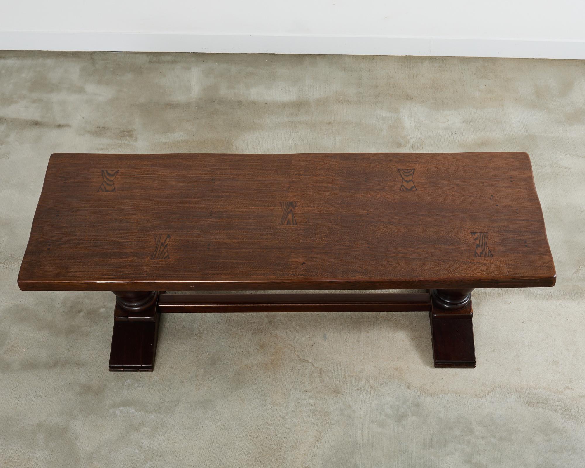 Country French Provincial Oak Farmhouse Baluster Leg Dining Table In Good Condition For Sale In Rio Vista, CA