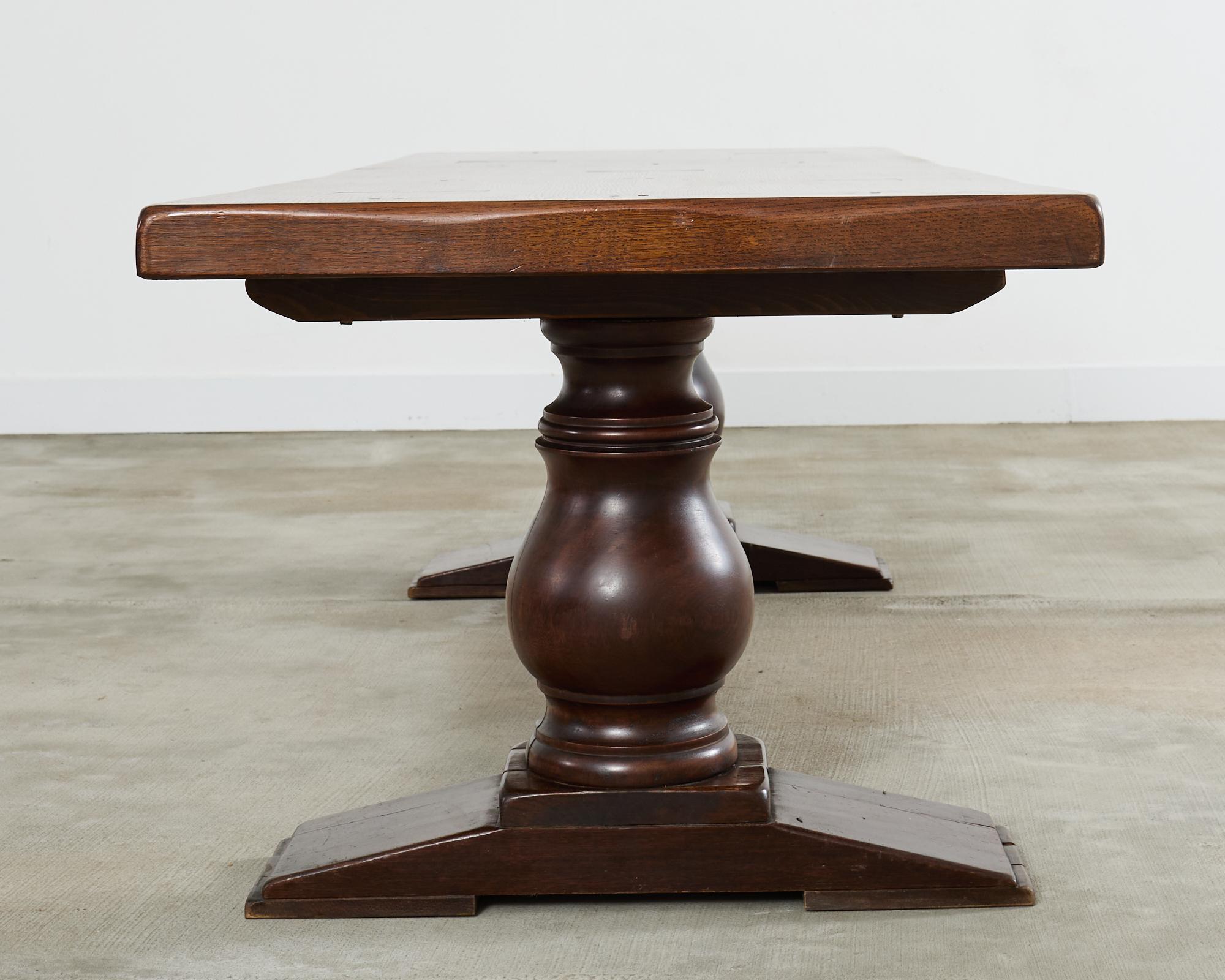 Country French Provincial Oak Farmhouse Baluster Leg Dining Table For Sale 3