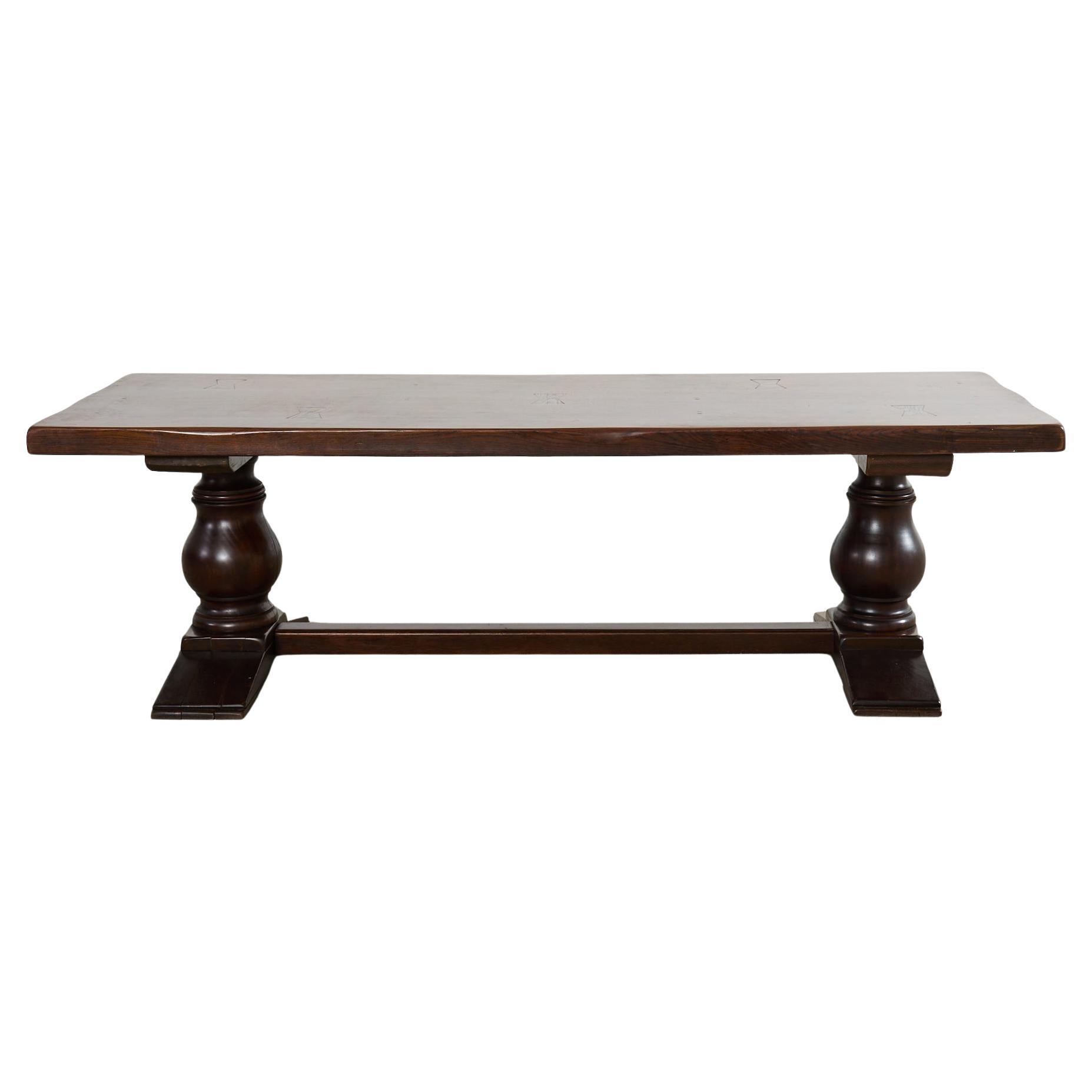 Country French Provincial Oak Farmhouse Baluster Leg Dining Table For Sale