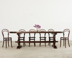 Country French Provincial Oak Farmhouse Dining Table Demilune Ends