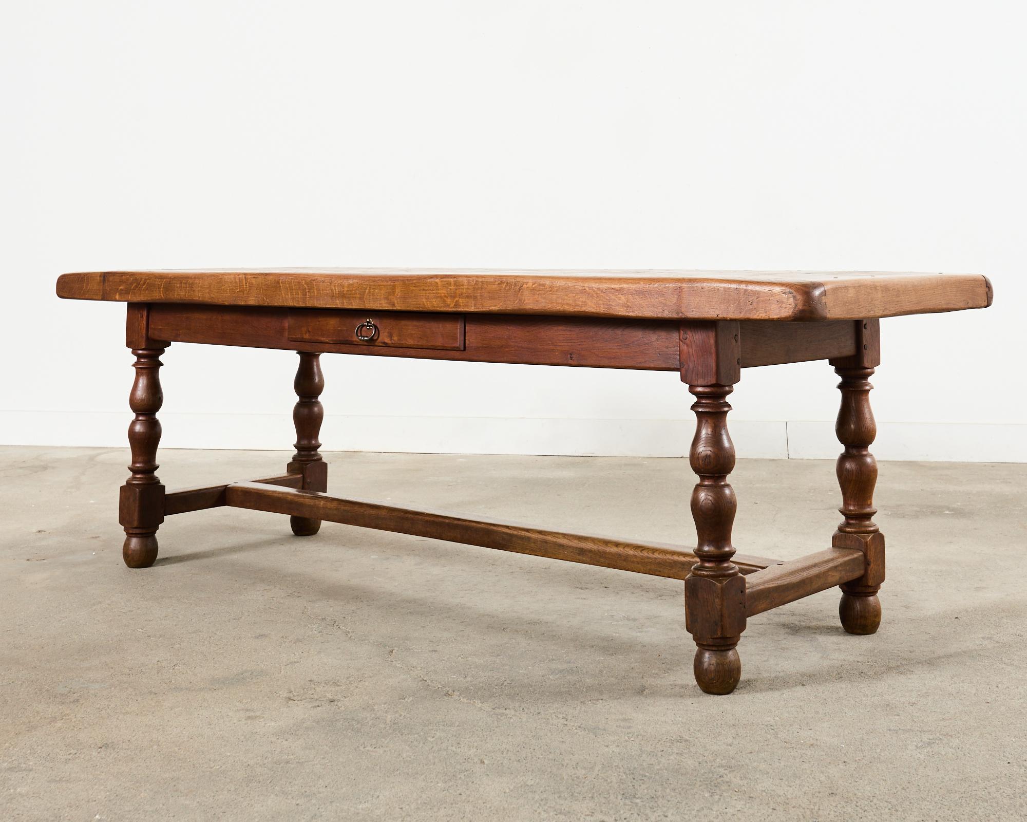 Country French Provincial Oak Farmhouse Parquetry Dining Table  For Sale 8