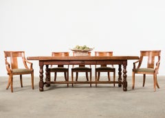 Country French Provincial Oak Farmhouse Parquetry Dining Table