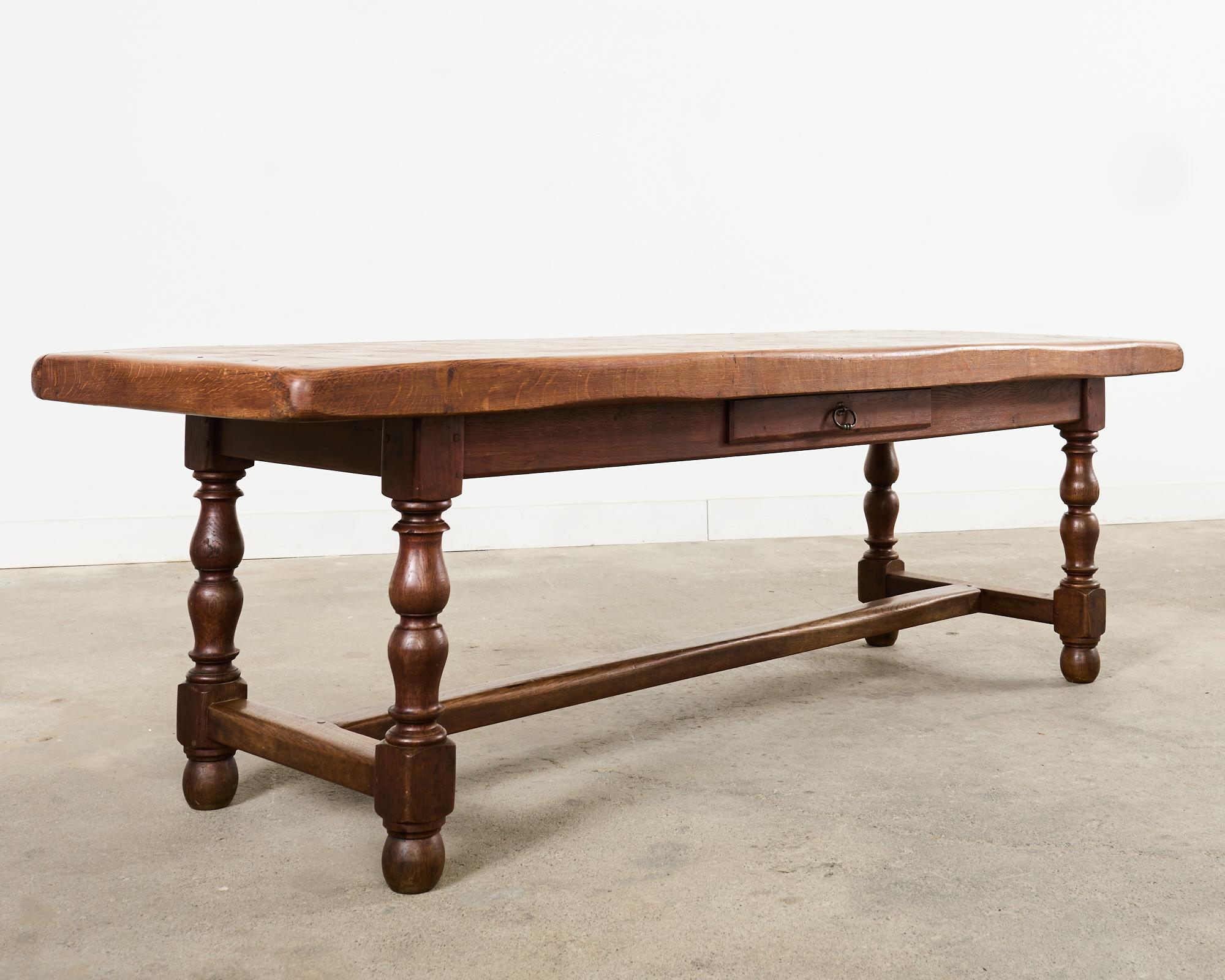 Hand-Crafted Country French Provincial Oak Farmhouse Parquetry Dining Table  For Sale