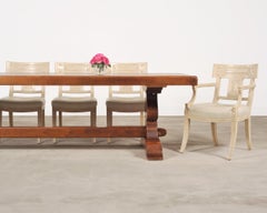 Country French Provincial Oak Farmhouse Trestle Dining Table 10 Ft