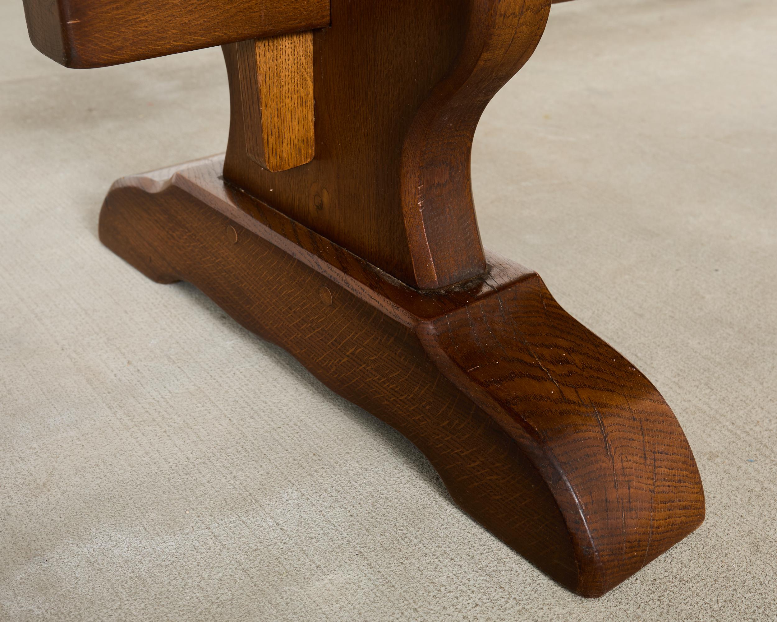 Table à manger à tréteaux en chêne de style rustique 9 pieds en vente 3