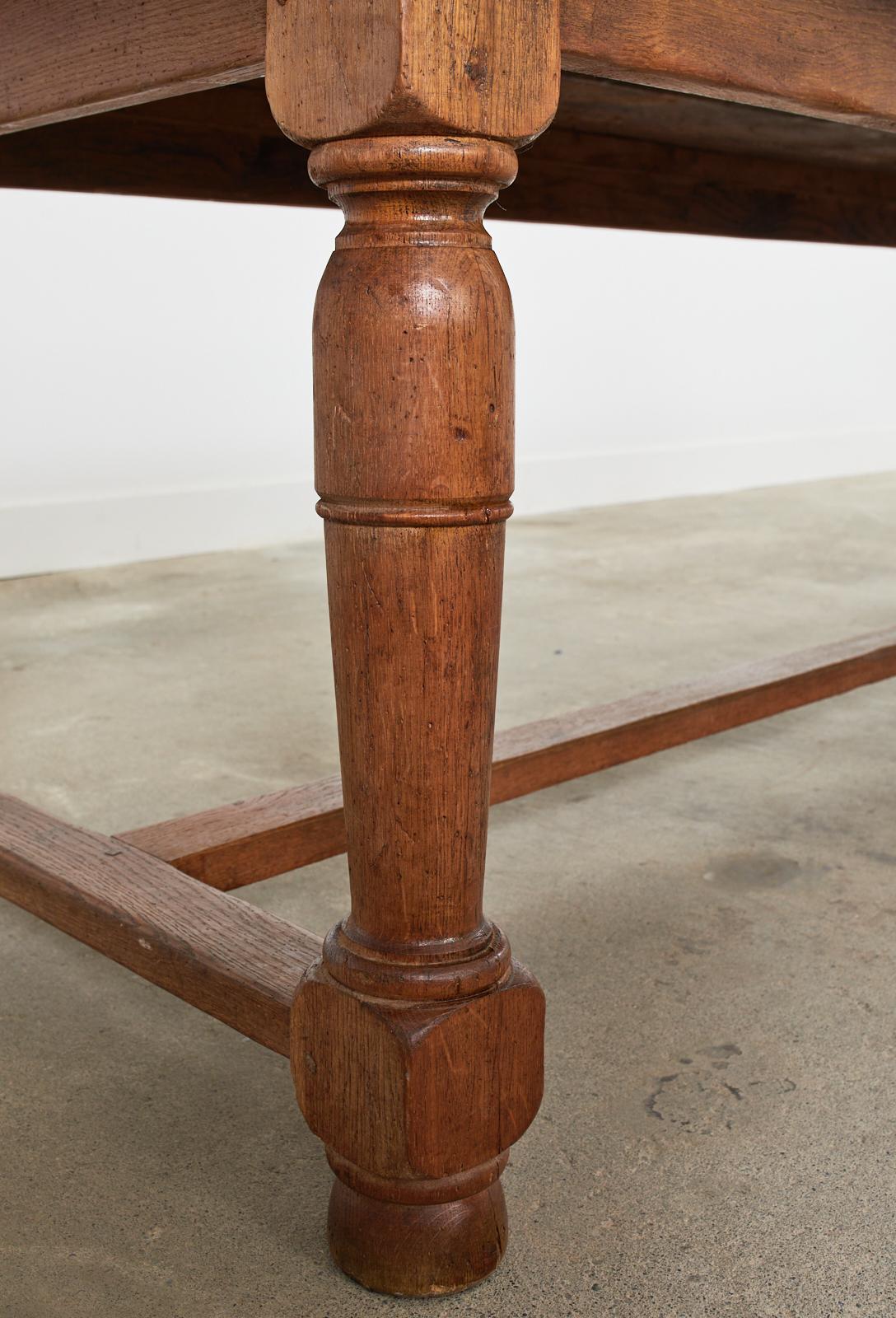 Country French Provincial Oak Farmhouse Trestle Dining Table 5
