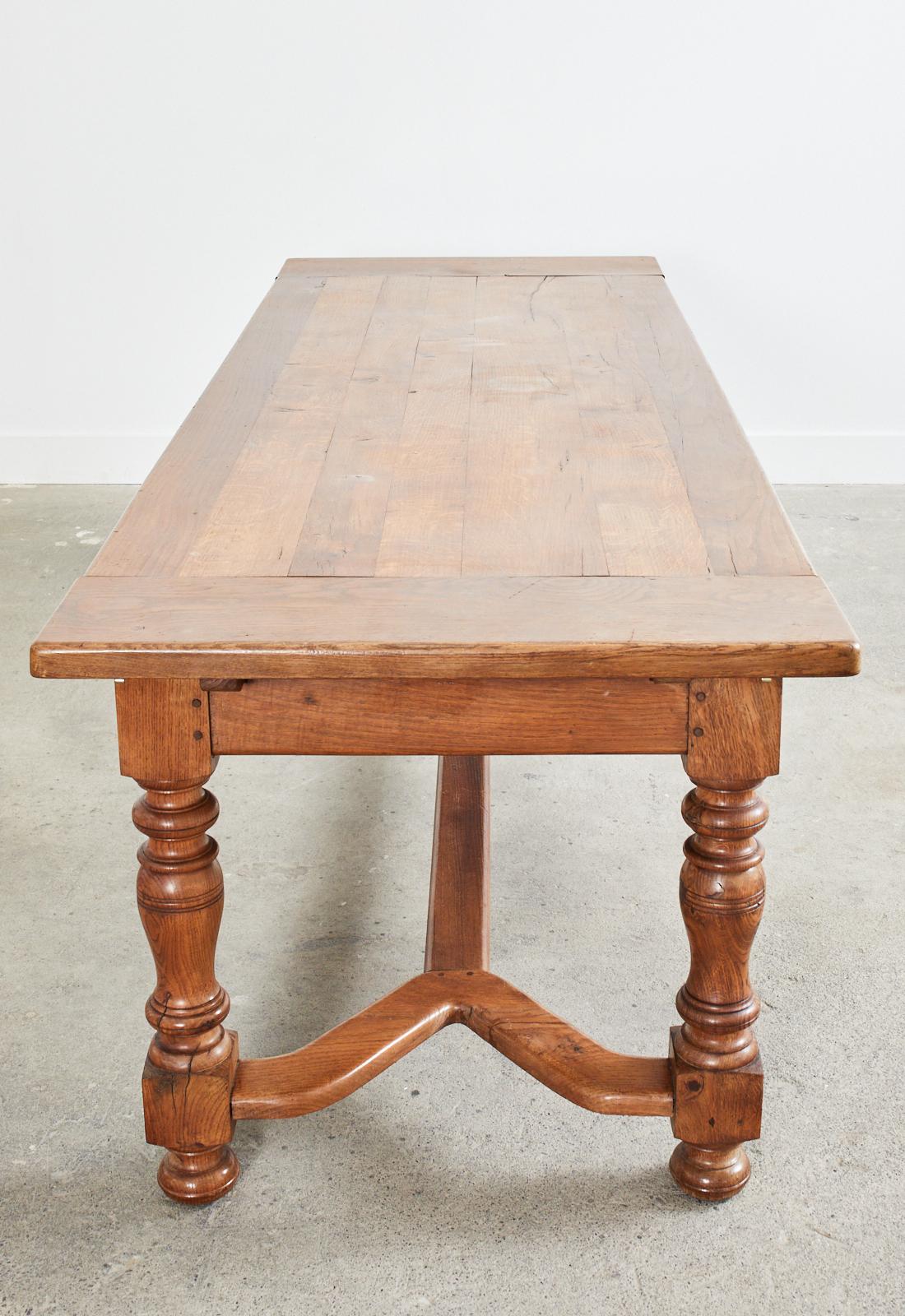 Country French Provincial Oak Farmhouse Trestle Dining Table 6